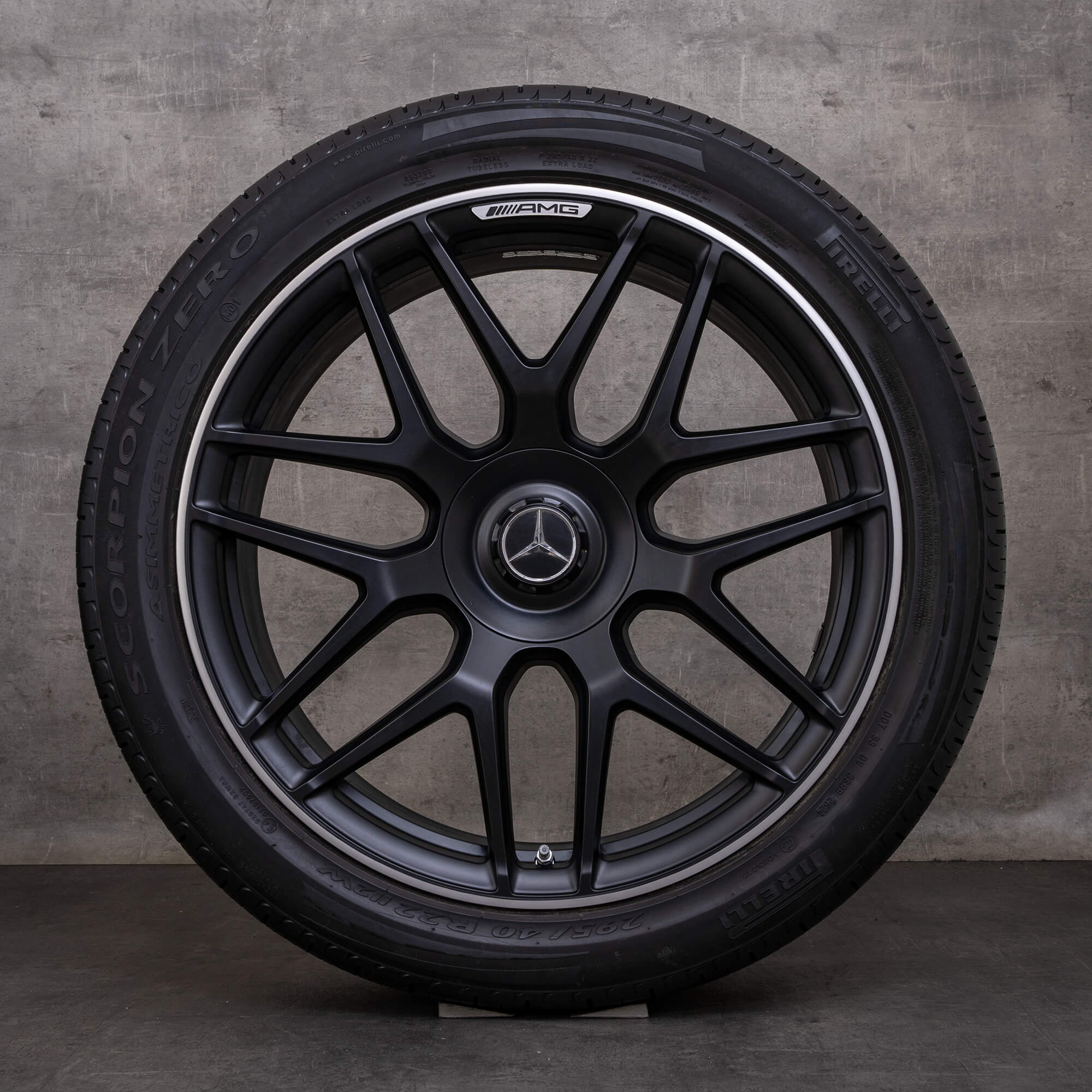 Alkuperäiset Mercedes Benz G-sarjan G63 AMG-vanteet 22 tuumaa, W465 ja W463A kesäpyörät, A4634012000, musta, matta, kiillotettu