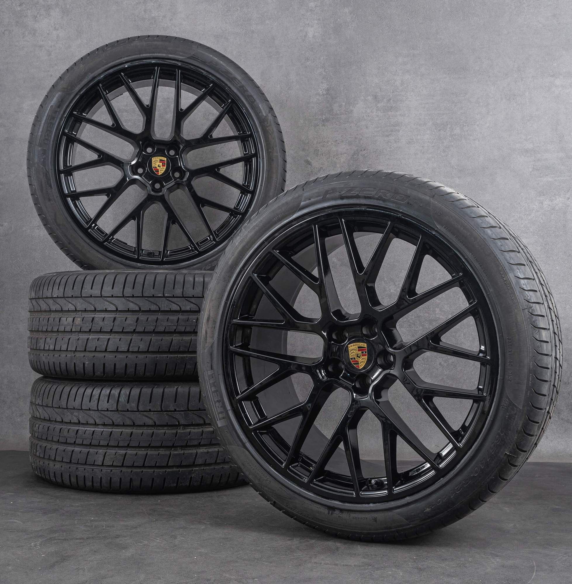 Original Porsche Macan Felgen 21 Zoll II RS Spyder Sommerräder 95B601025DL 95B601025DH schwarz glanz NEU
