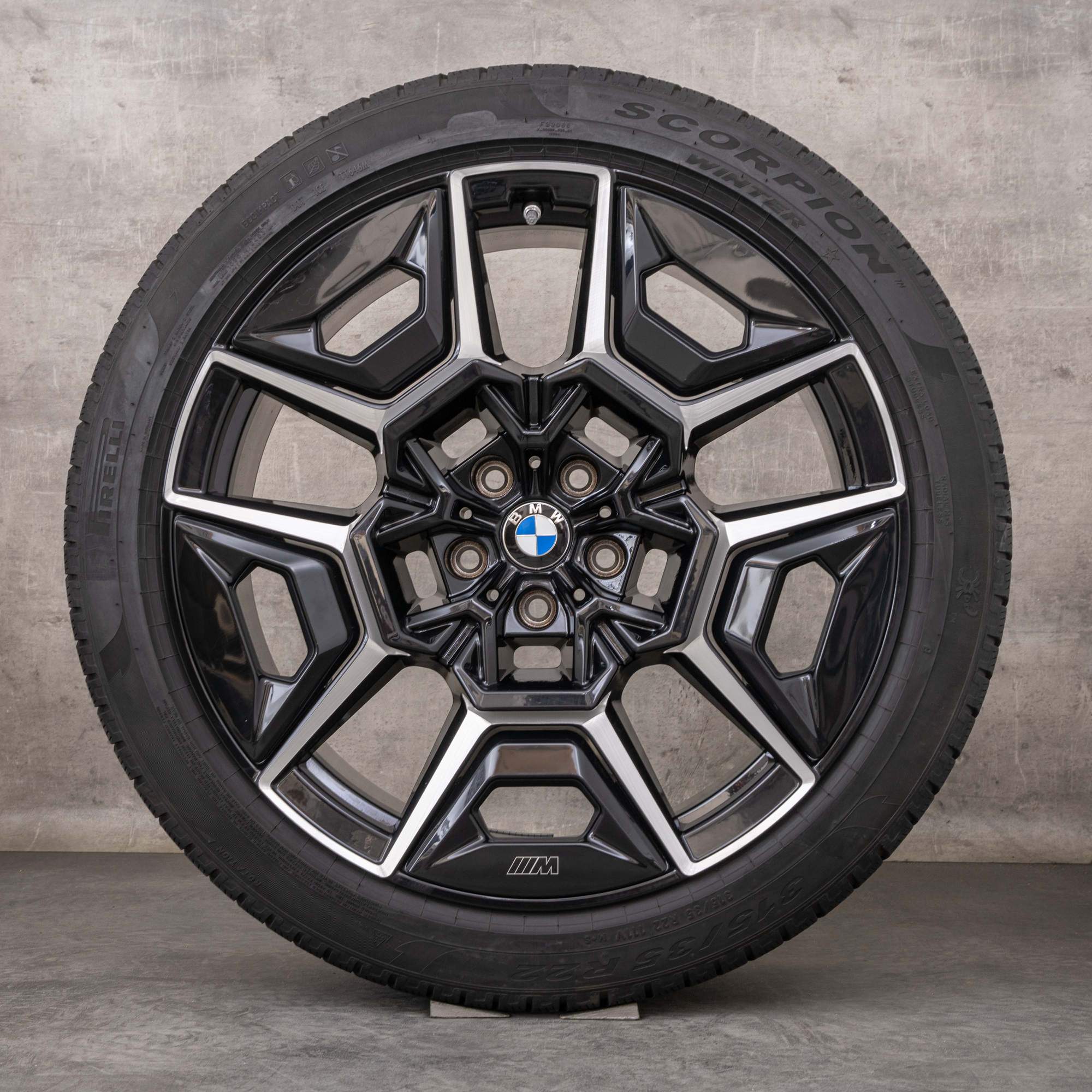 Original BMW XM Winterräder 22 Zoll G09 Felgen Styling 922 M 1543987 1543988 jet black glanzgedreht