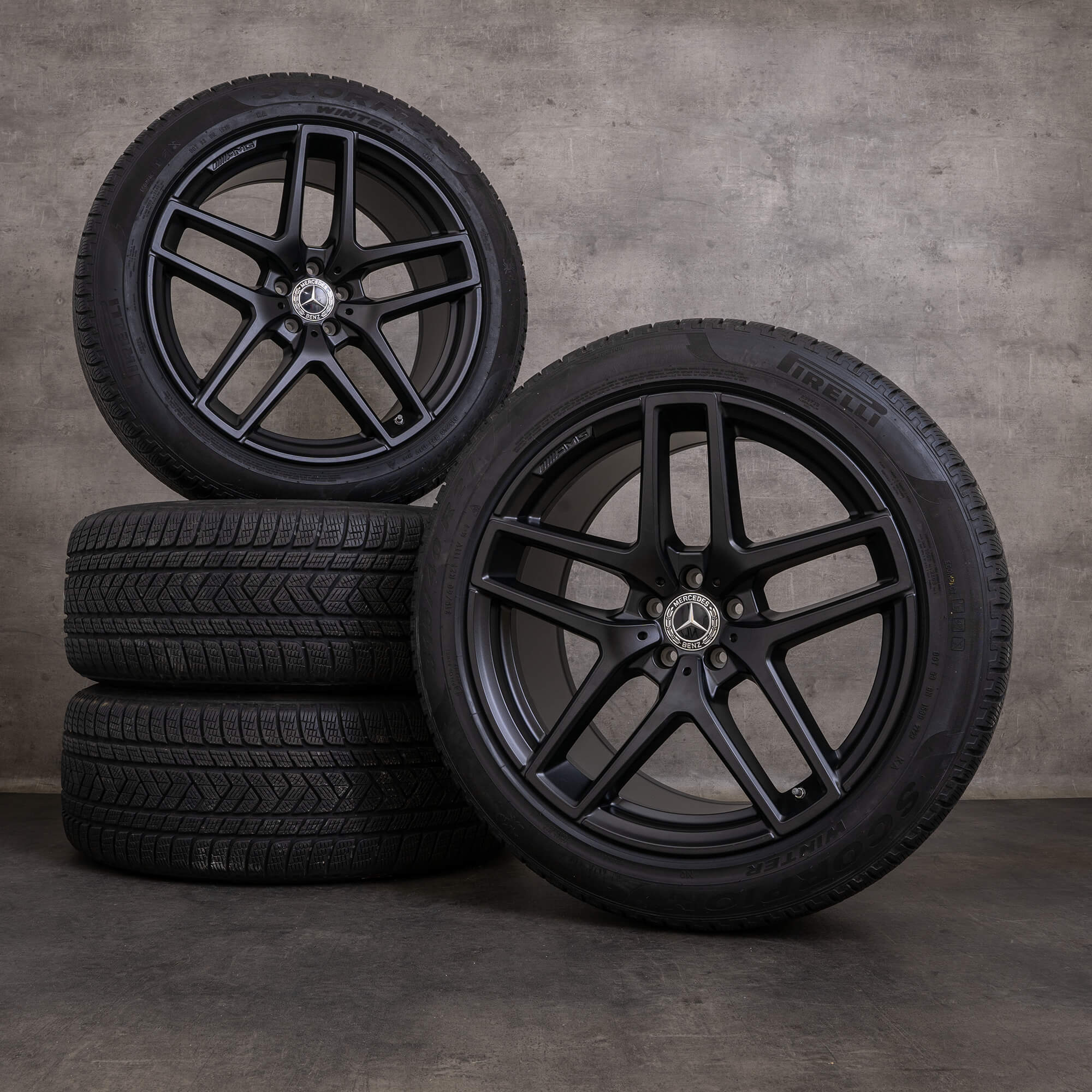 Oryginalne koła zimowe Mercedes Benz GLE 43 63 & S AMG 21 cali felgi C292 A2924012900 A2924011700 czarny mat