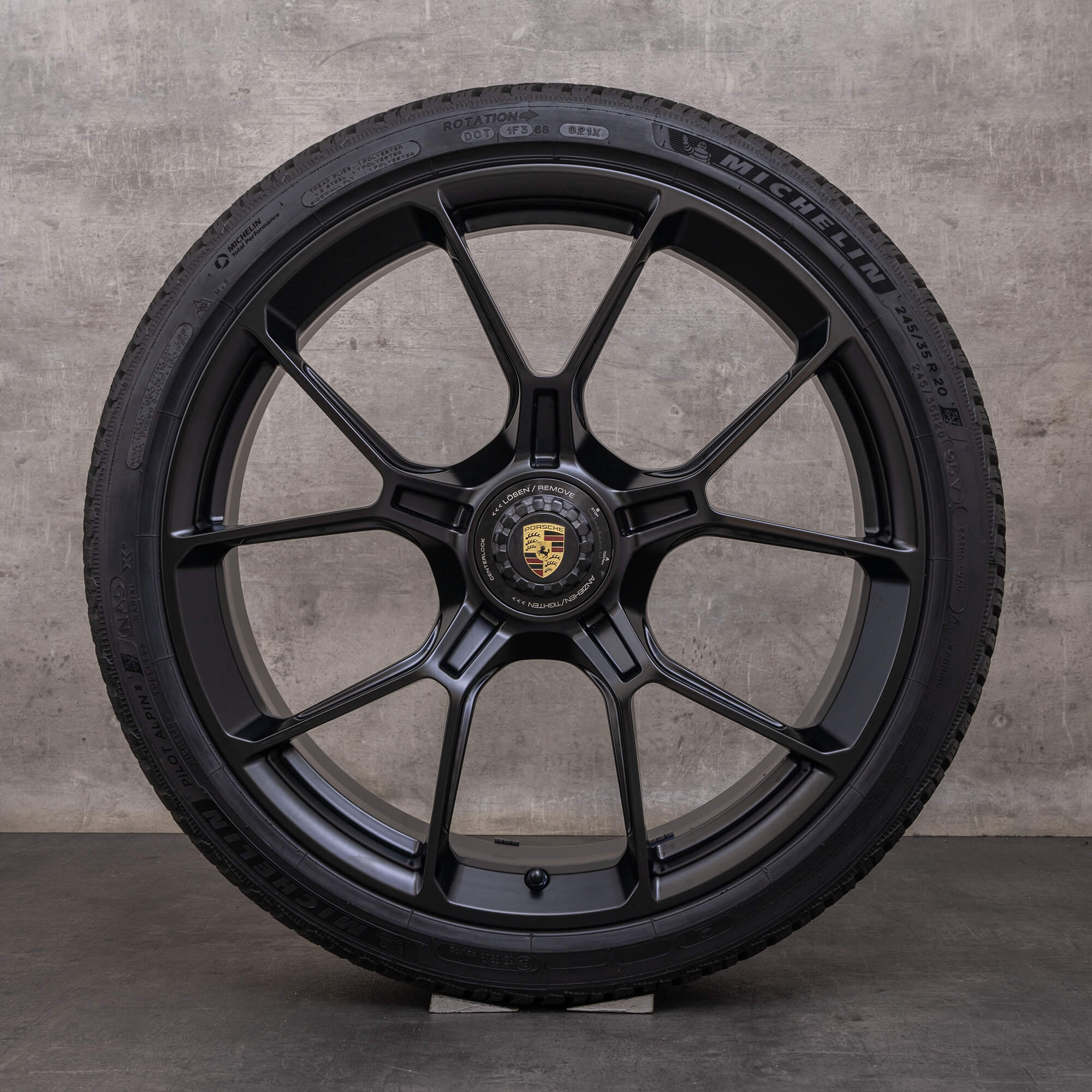 Originale Porsche 911 vinterhjul 20 21 tommers 992 I GT3 & RS felger 9GT601025B 9GT601025C svart matt