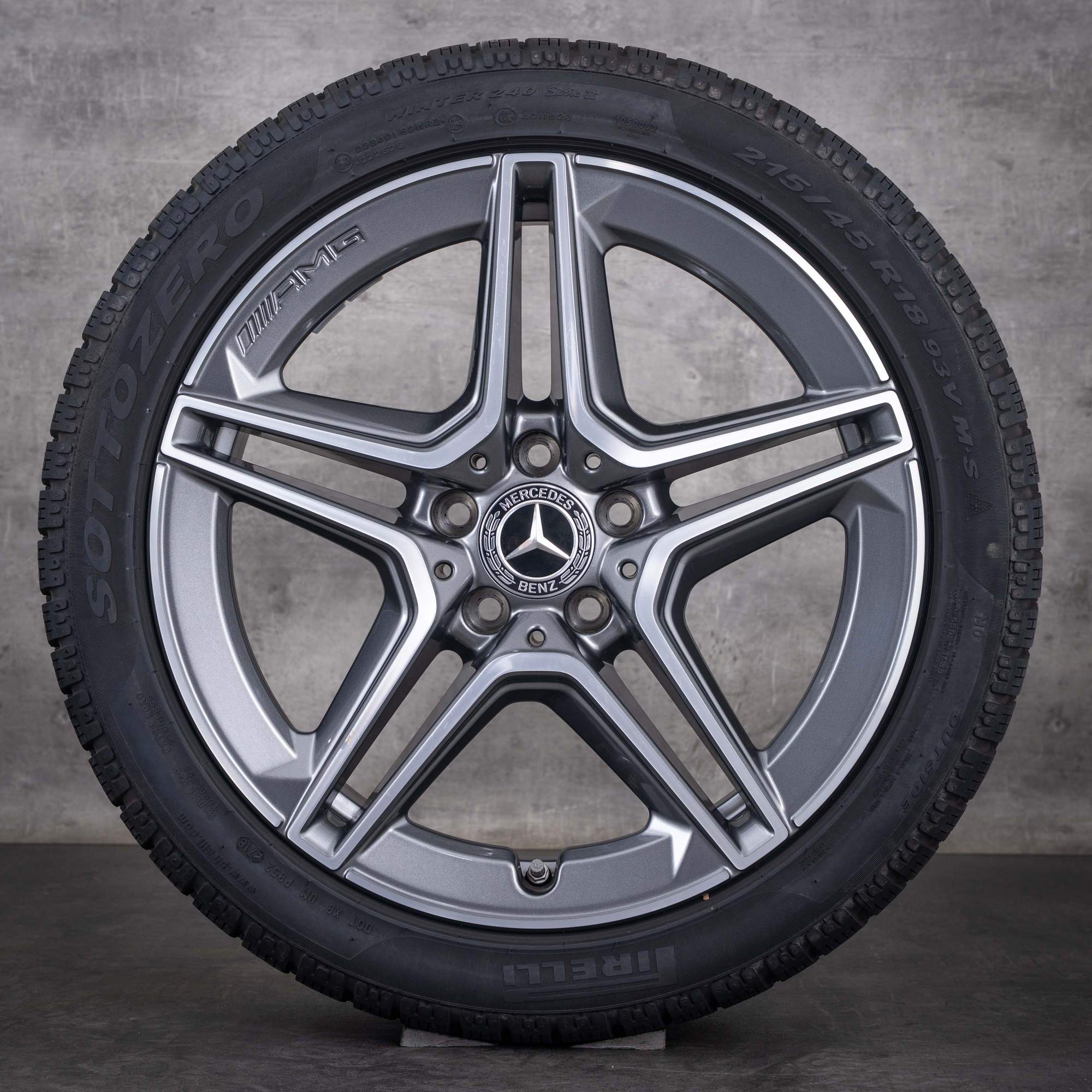 Original Mercedes Benz A-Klasse A35 AMG Winterräder 18 Zoll W177 V177 Felgen A1774013800 himalaya grey glanzgedreht