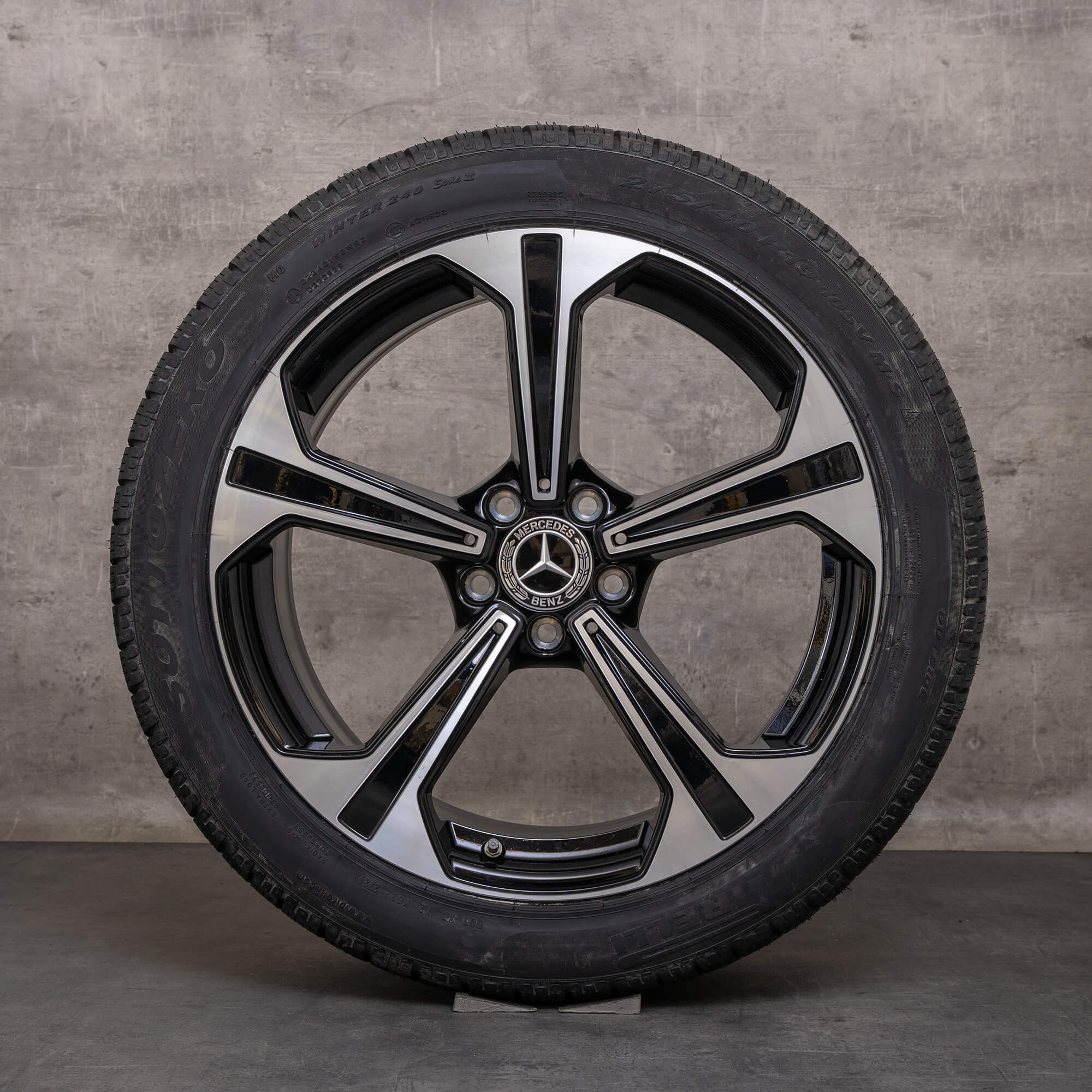 Originale Mercedes Benz E-klasse vinterhjul 19 tommer W214 S214 fælge A2144013600 A2144013700 sort poleret