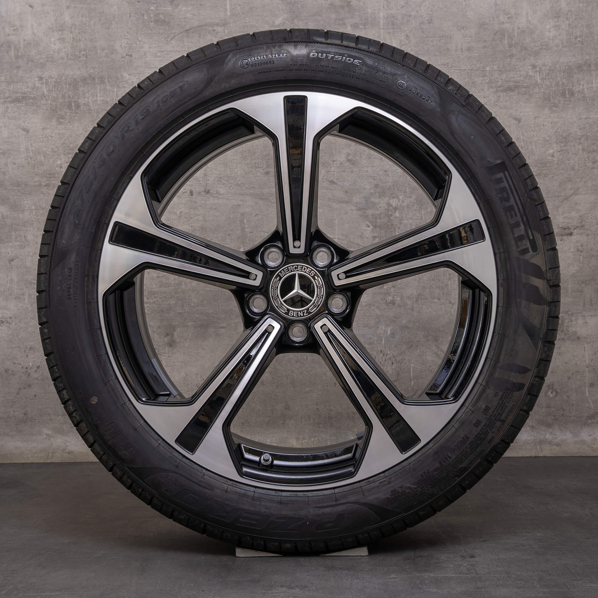 Originale Mercedes Benz E-Klasse hjul 19 tommer W214 S214 Sommerrder A2144013600 A2144013700 sort blank drejet