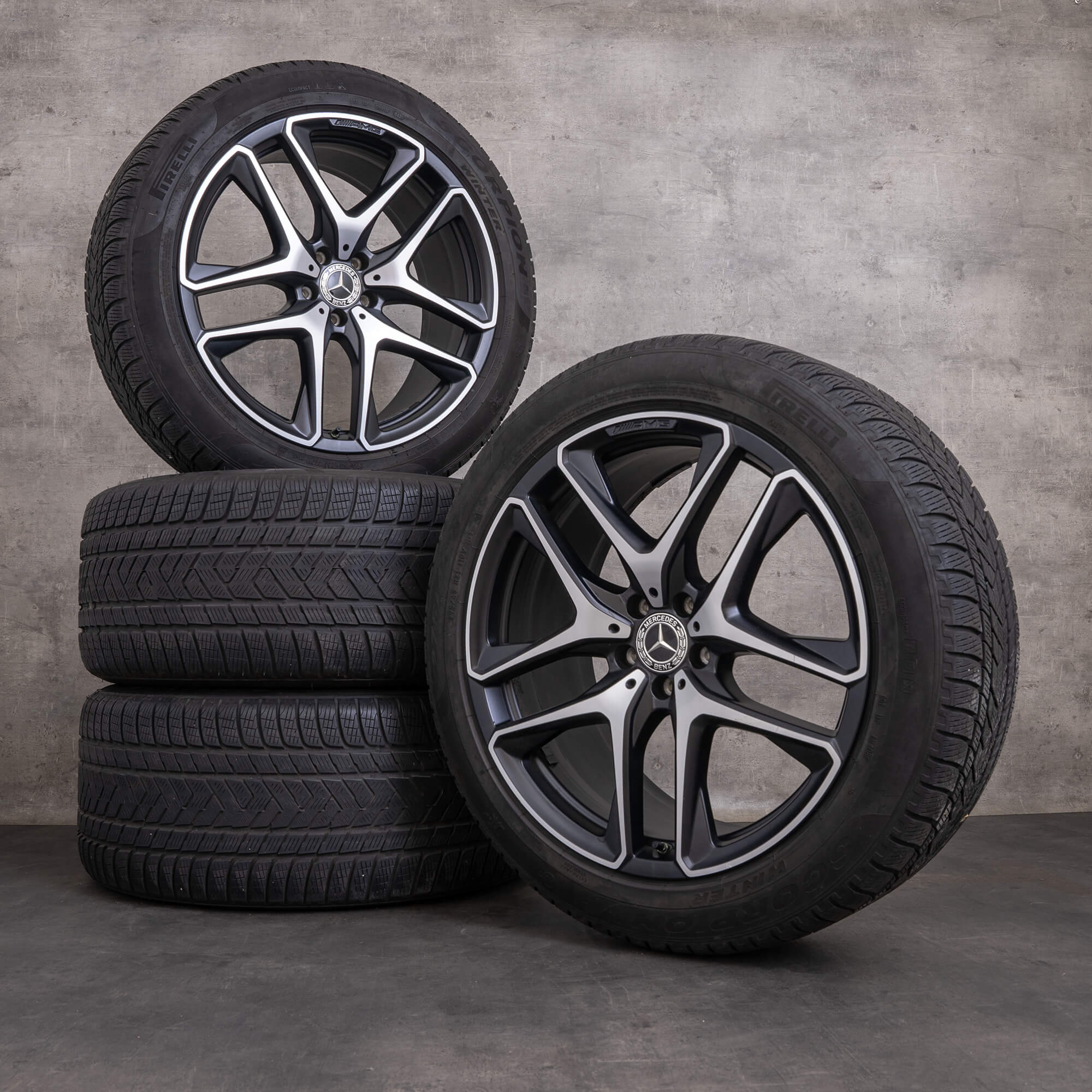 Originali Mercedes Benz GLE 53 63 AMG 4Matic+ Cerchi con gomme invernali 21 pollici X167 C167 Hybrid A1674014200 A1674014300 nero opaco finitura lucida