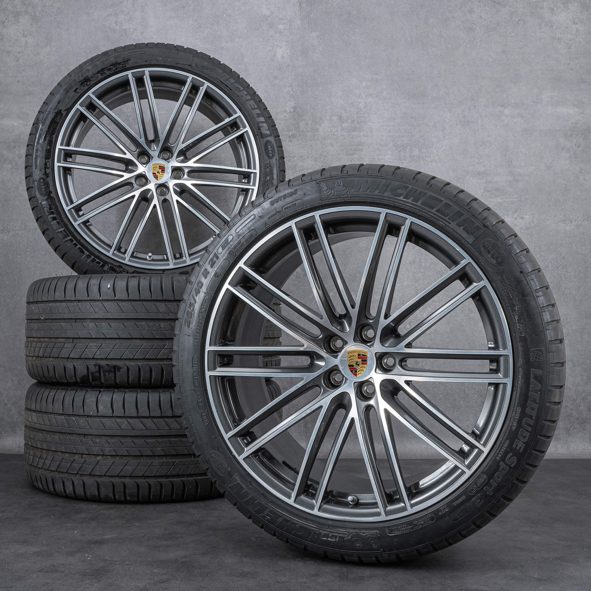 Alkuperäiset Porsche Macan II & III vanteet 21 tuuman kesäpyörät 95B601025DN 95B601025DP titaani kiillotettu UUTUUS
