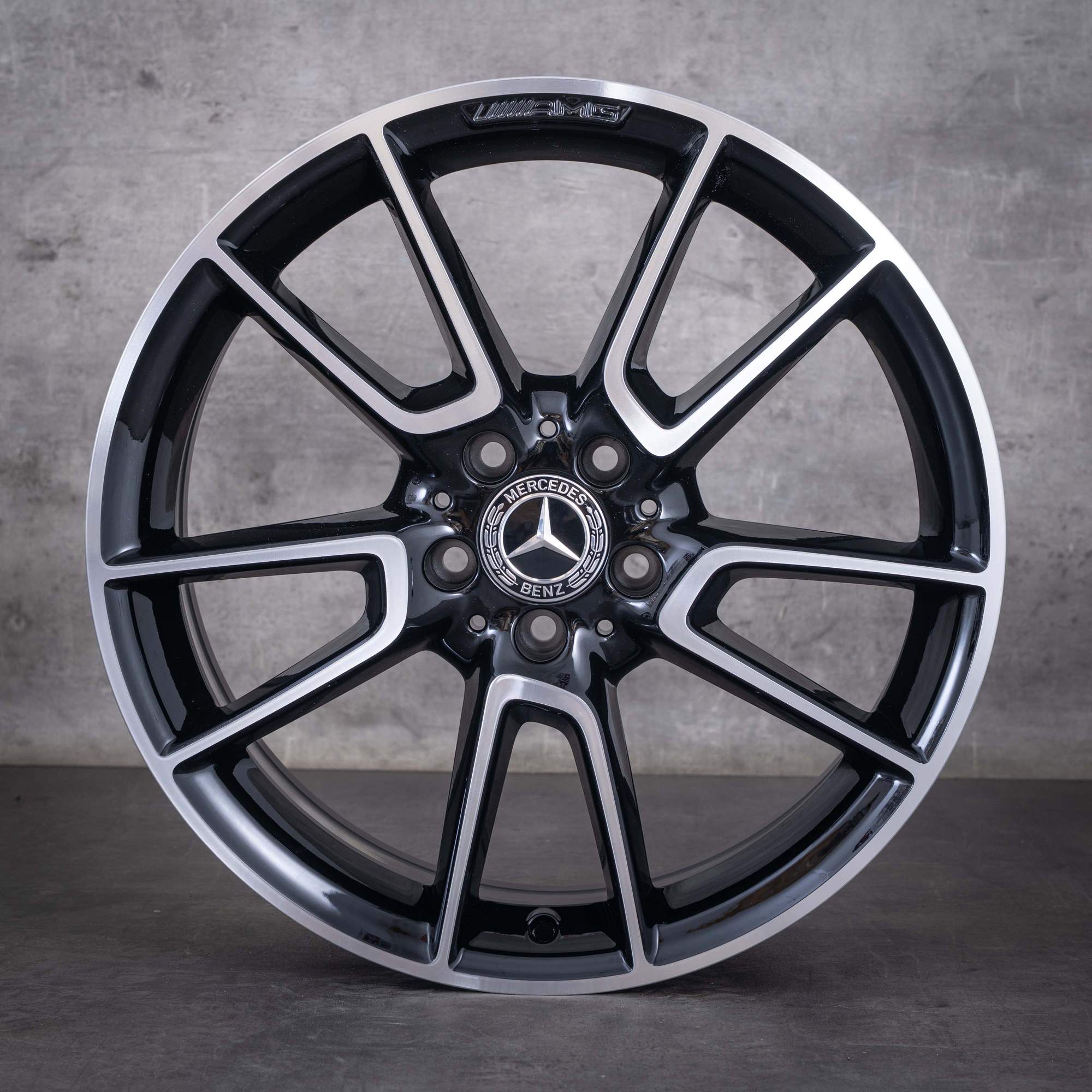 OEM Mercedes-Benz C-Class AMG 19inch rims W205 S205 C205 A205 A2054012200 A2054012300 black front diamond cut NEW