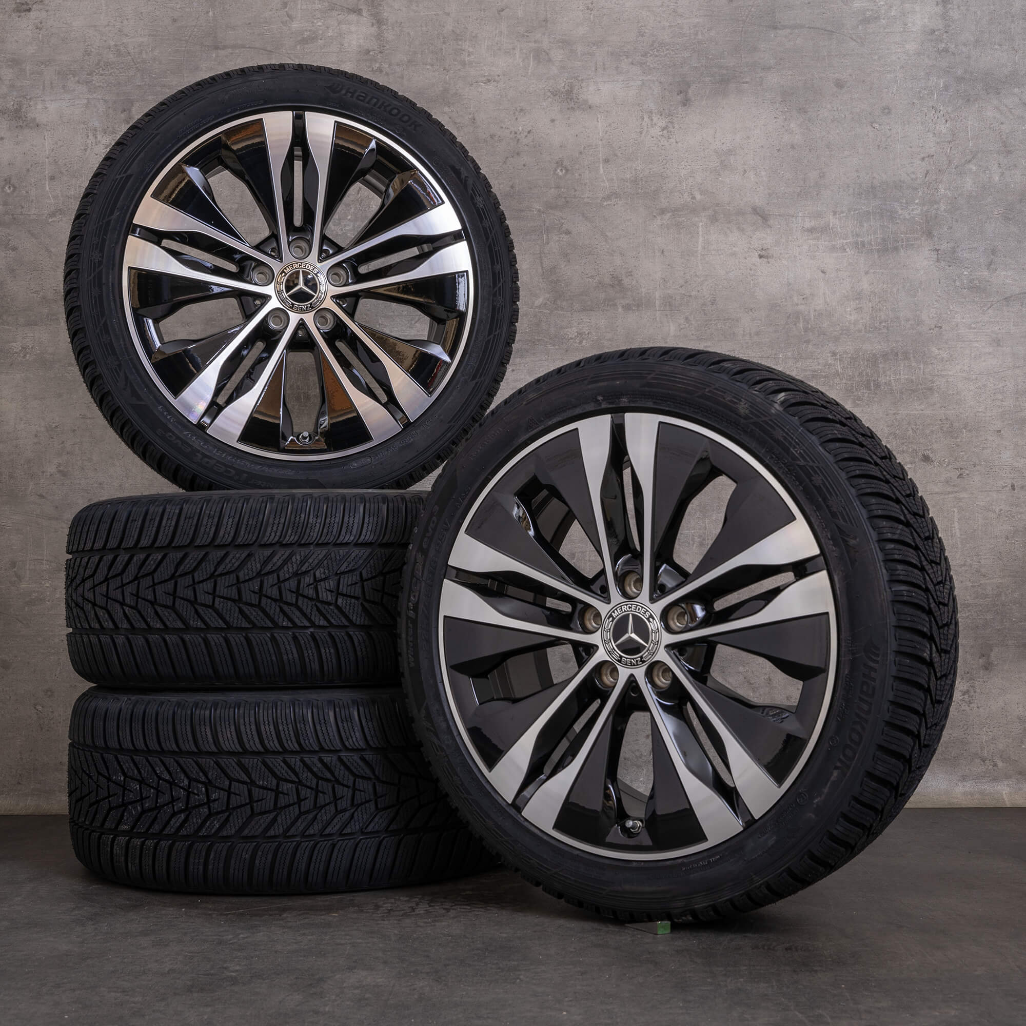 Alkuperäiset Mercedes Benz C-sarjan Hybridit-talvirenkaat 18 tuuman W206 S206 C300e C300de C400e vanteet A2064017300 A2064011400 musta Kiillotettu UUSI