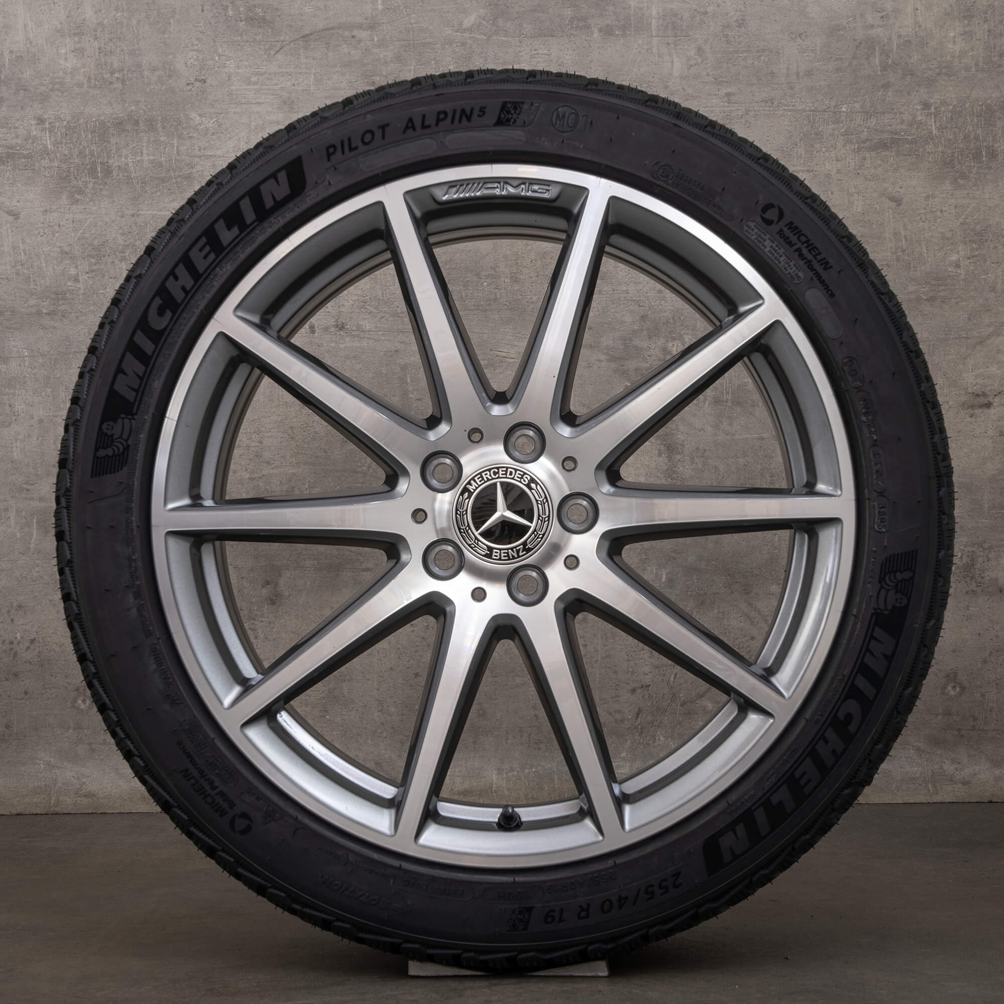 Oryginał Mercedes Benz Klasa C C63 AMG koła zimowe 19 cali W206 S206 felgi A2064016900 A2064012800 himalaya szary polerowane NOWOŚĆ