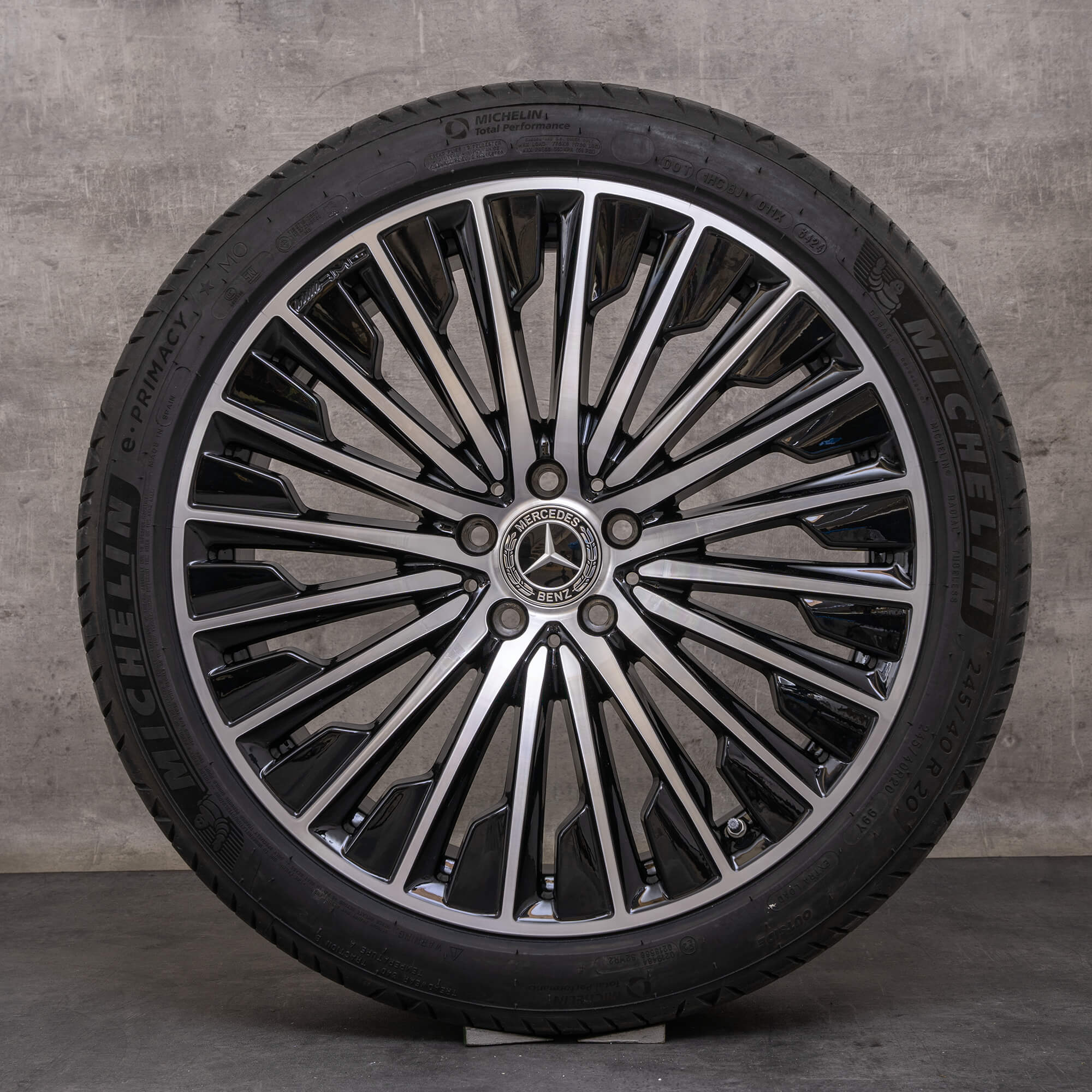 Originale Mercedes Benz E-Klasse AMG sommerhjul 20 tommer W214 S214 fælge A2144010500 A2144010600 sort poleret