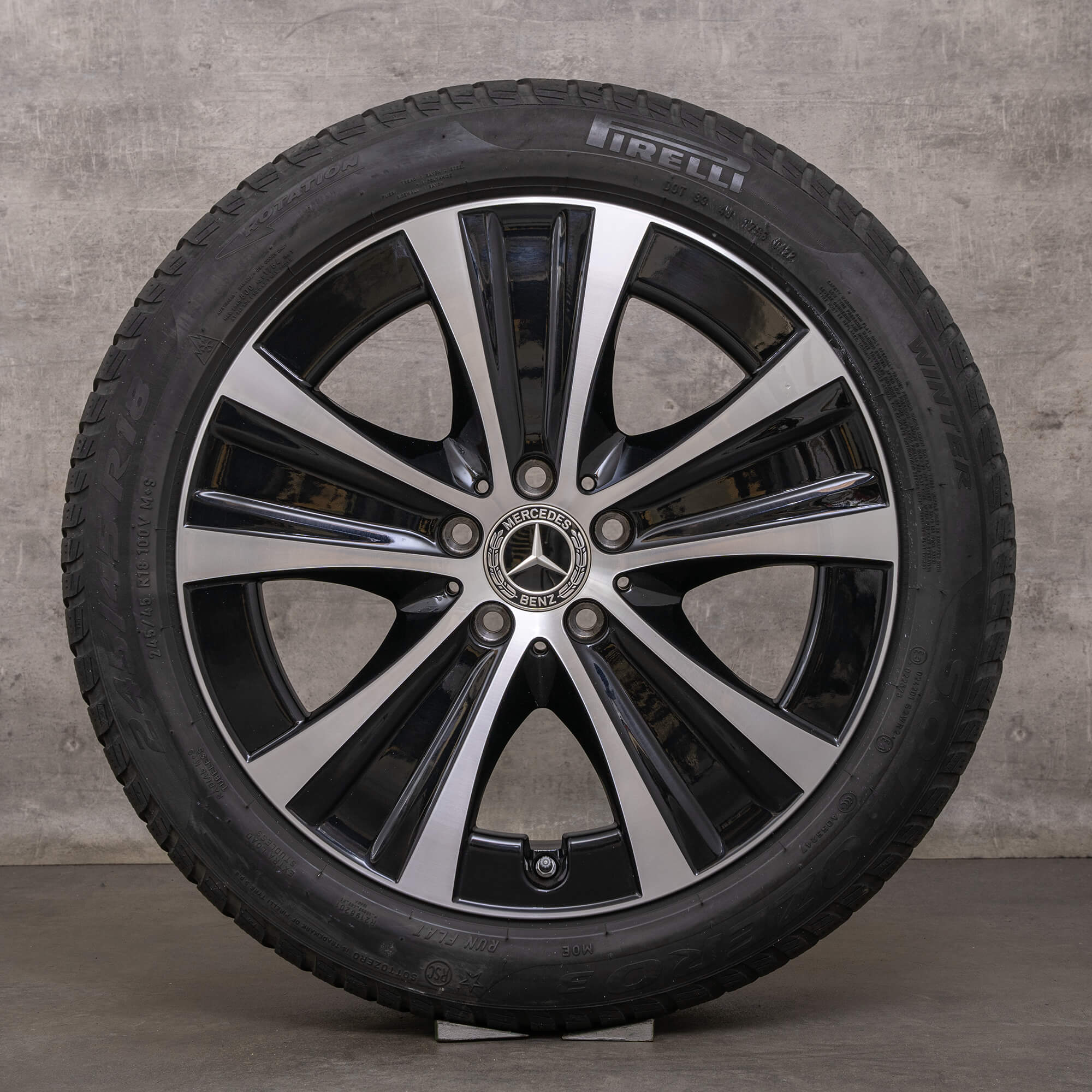 Llantas de invierno originales Mercedes Benz Clase E 18 pulgadas W213 S213 E300de E300e A2134013700 A2134015300 negro pulido