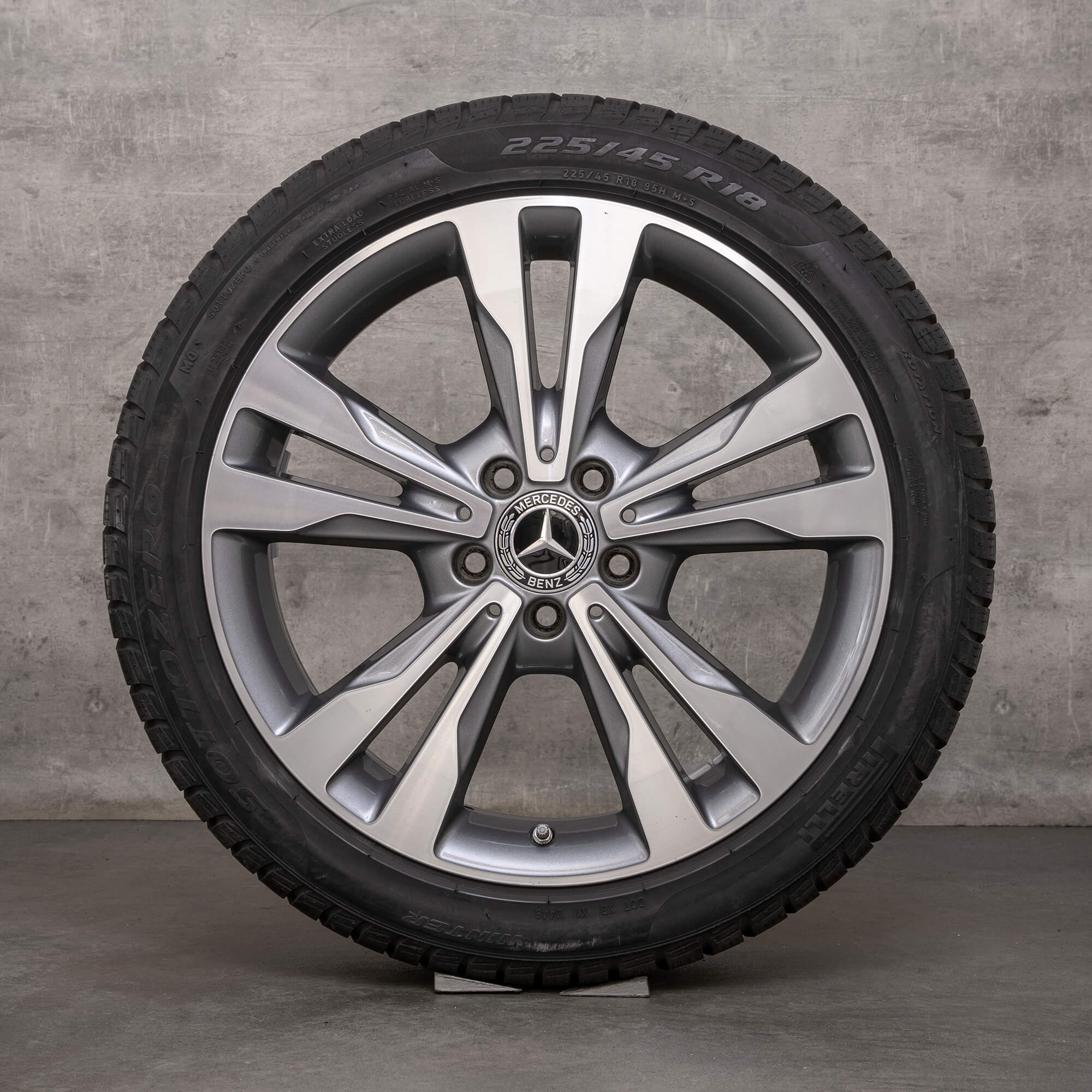 Jantes de inverno genuínas Mercedes Benz Classe C 18 polegadas W205 S205 C205 A205 jantes A2054012802 himalaia cinzento brilhante torneado
