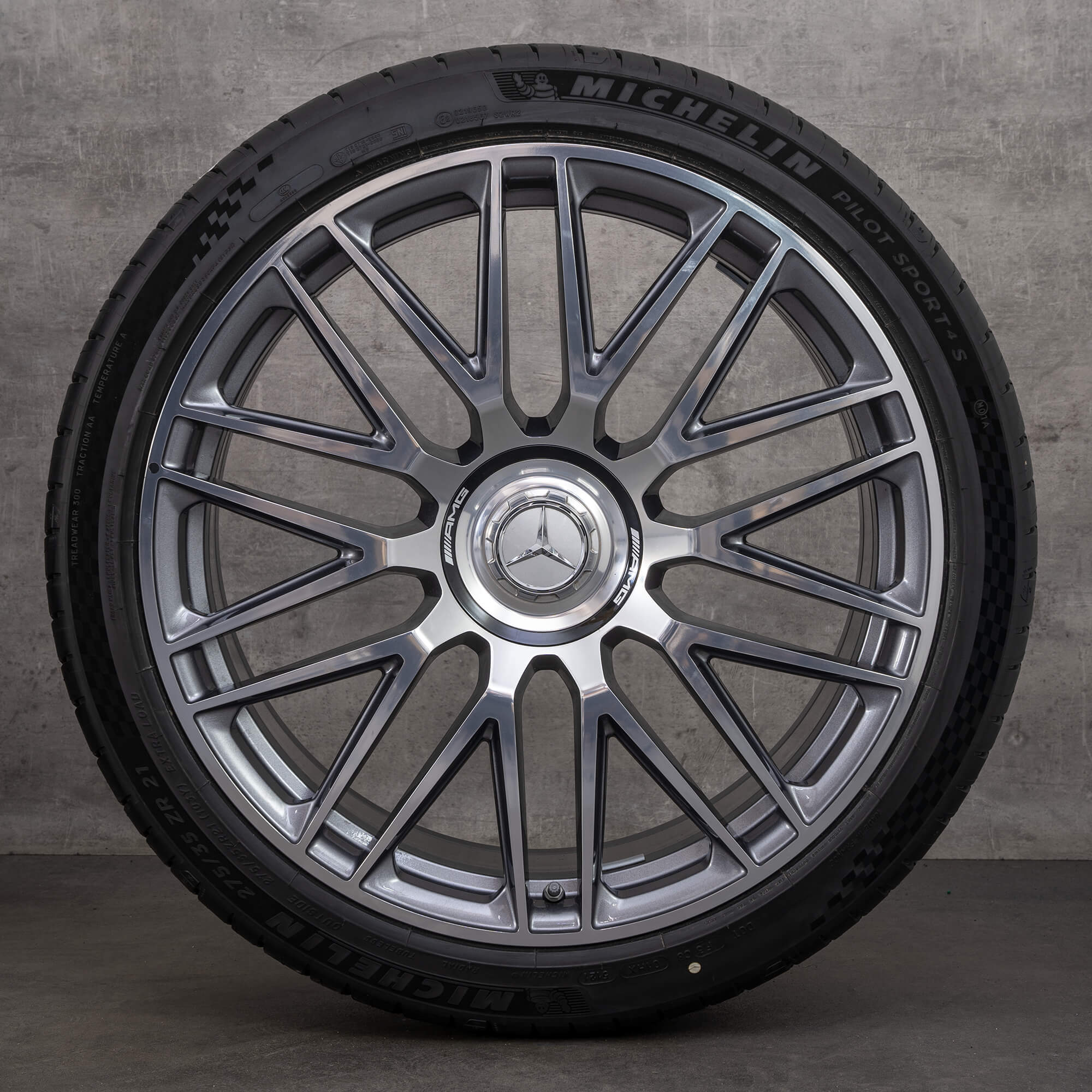 Oryginalne koła zimowe Mercedes-Benz SL AMG 21 cali felgi R232 nr kat. A2324012900 A2324013000 himalaya grey diamond cut NOWE