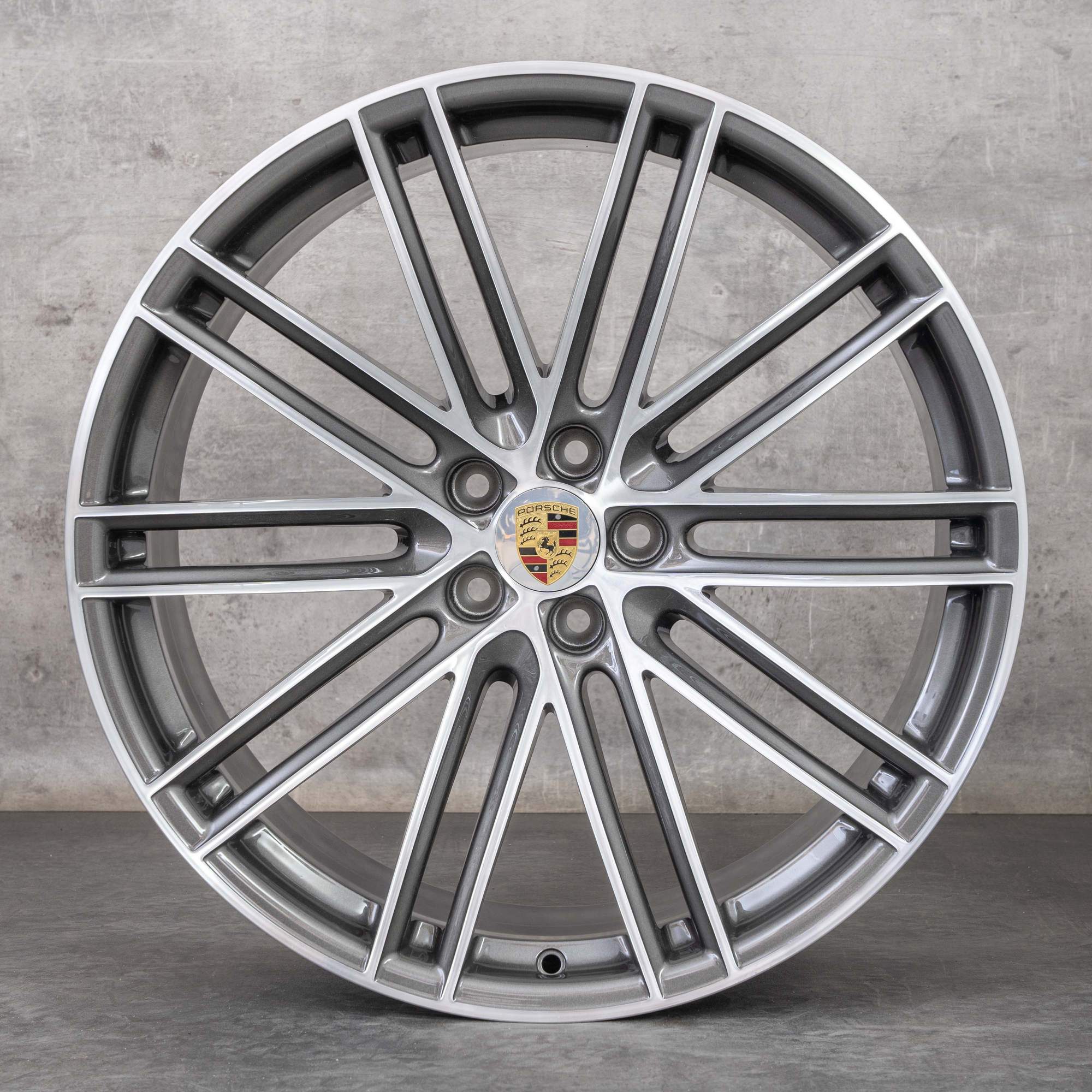Oryginalne felgi Porsche Macan II & III 21 cali letnie koła 95B601025DN 95B601025DP tytanowe polerowane NOWE