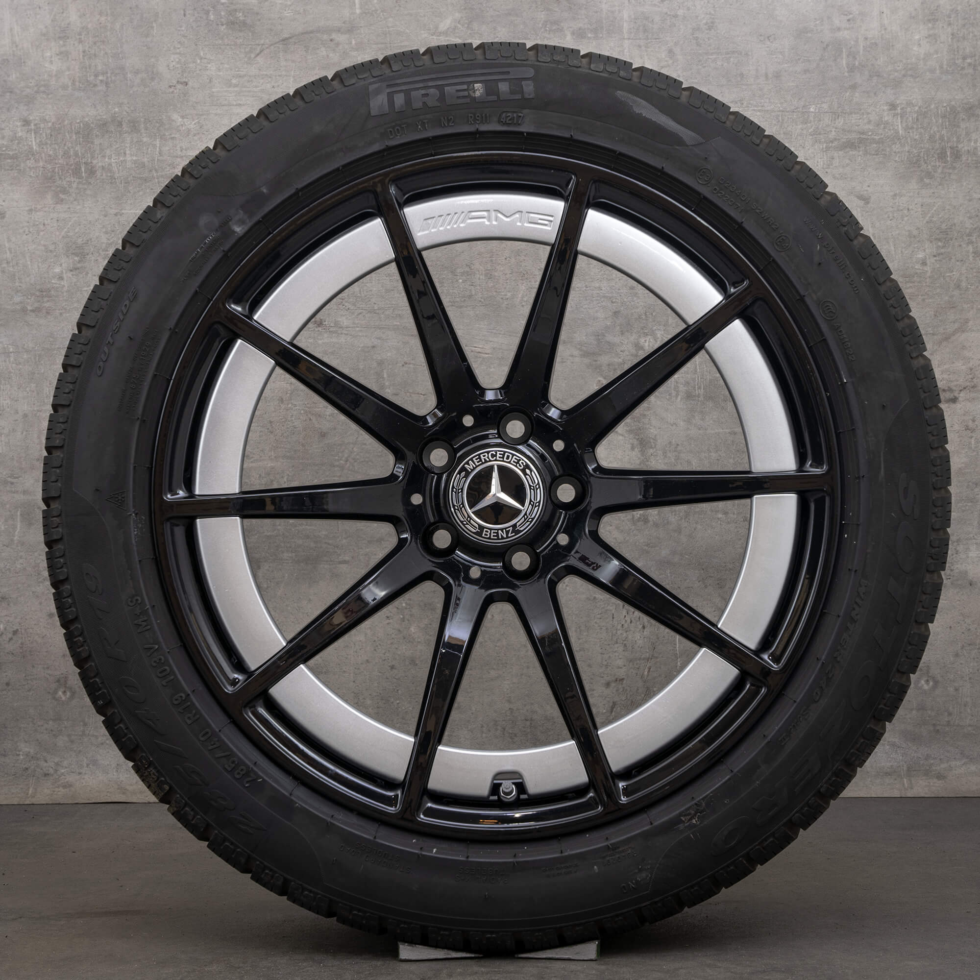 Originale Mercedes Benz GT 43 53 63 & S 4Matic AMG vinterhjul 19 tommers X290 4-dørs felger A2904010000 A2904010100 svart sølv