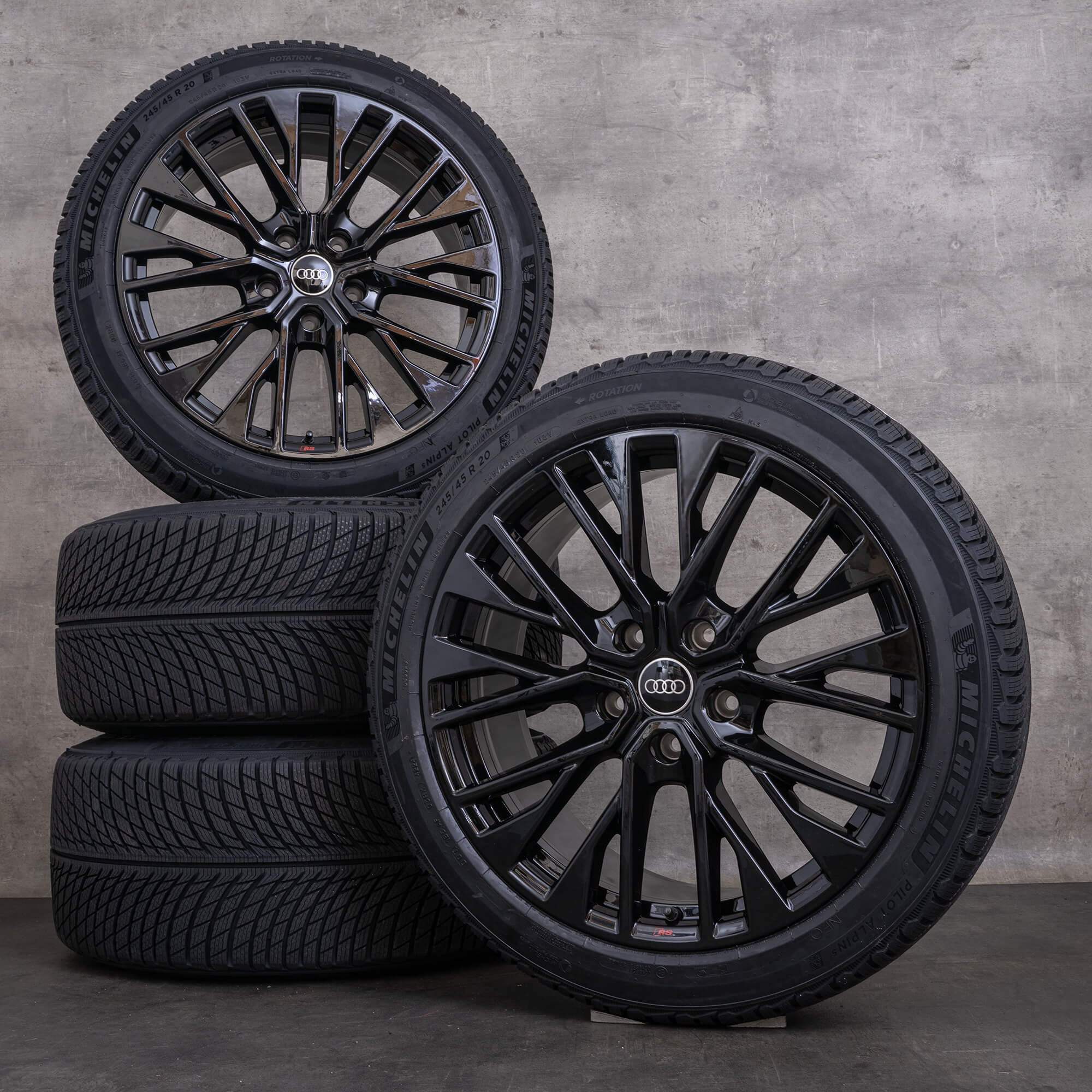 Oryginalne koła zimowe do Audi e-tron GT felgi 20 cali FW 4J3601025CE 4J3601025CF czarne na wysoki połysk NOWE