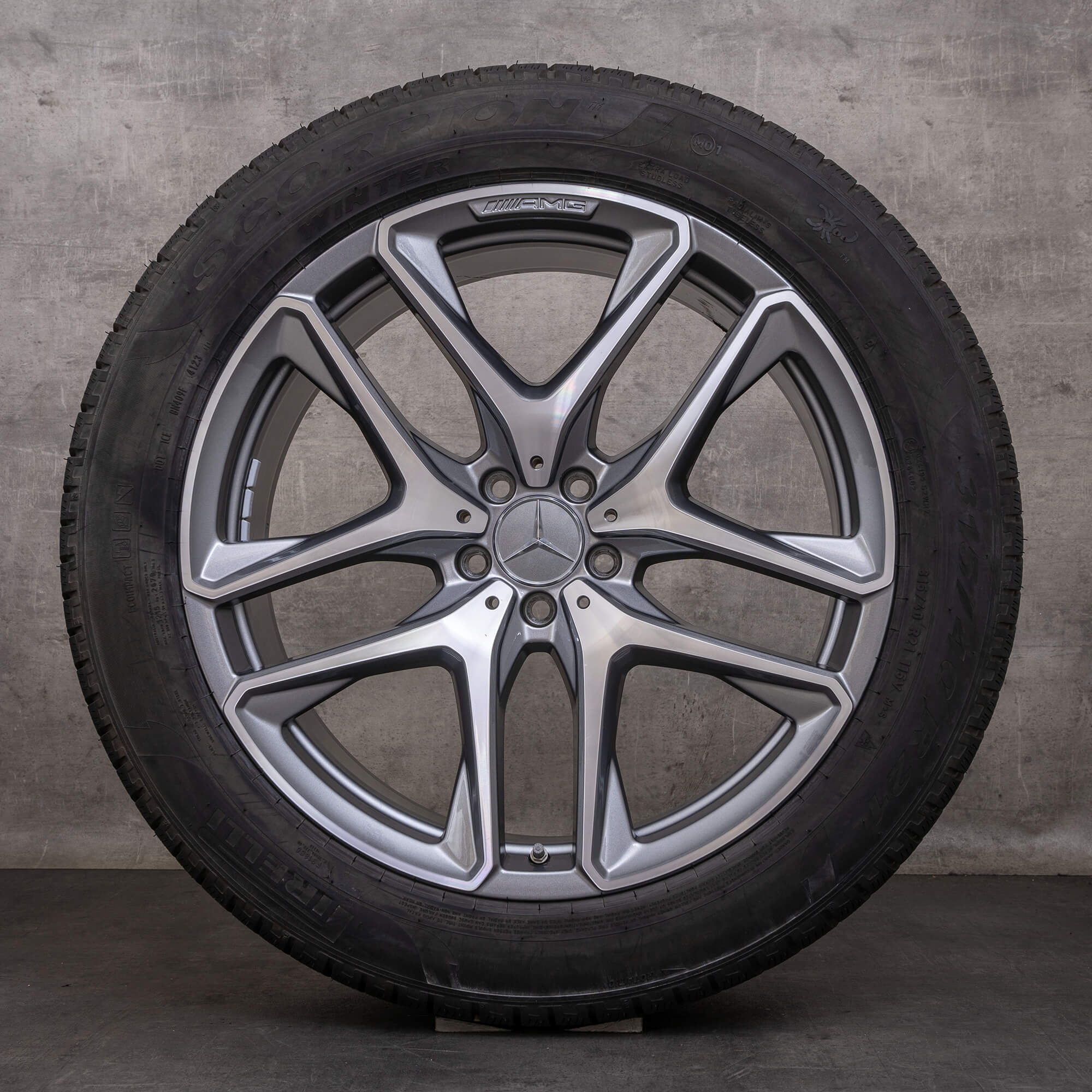 Orijinal Mercedes Benz GLE 53 63 AMG 4Matic+ kış jant lastik 21 inç X167 C167 Hibrit jantlar A1674014200 A1674014300 himalaya gri parlak tornalanmış