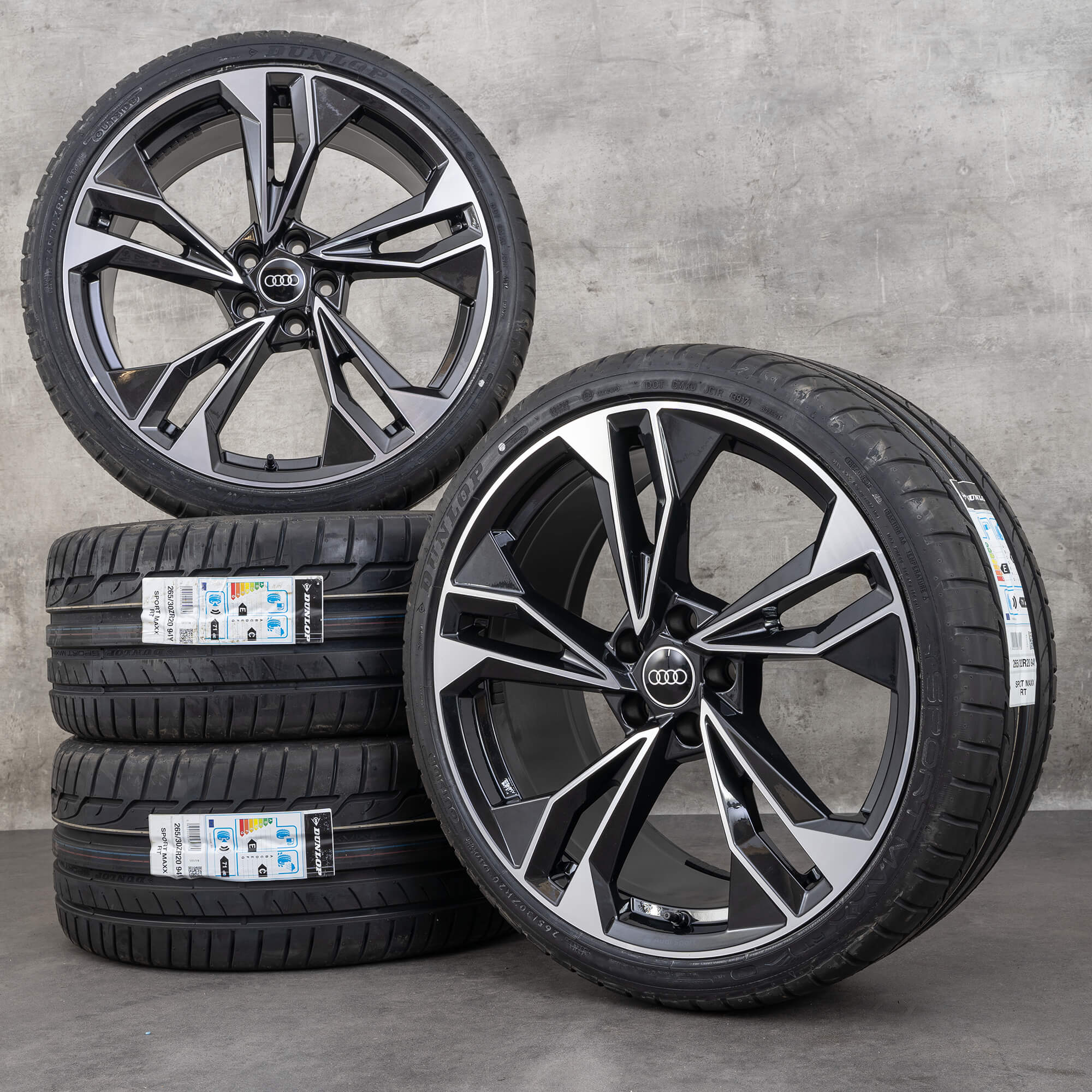 Alkuperäiset Audi A5 S5 -vanteet 20 tuumaa F5 8W B9 kesäpyörät Polygon-malli 8W0601025EQ graniitti kiillotettu