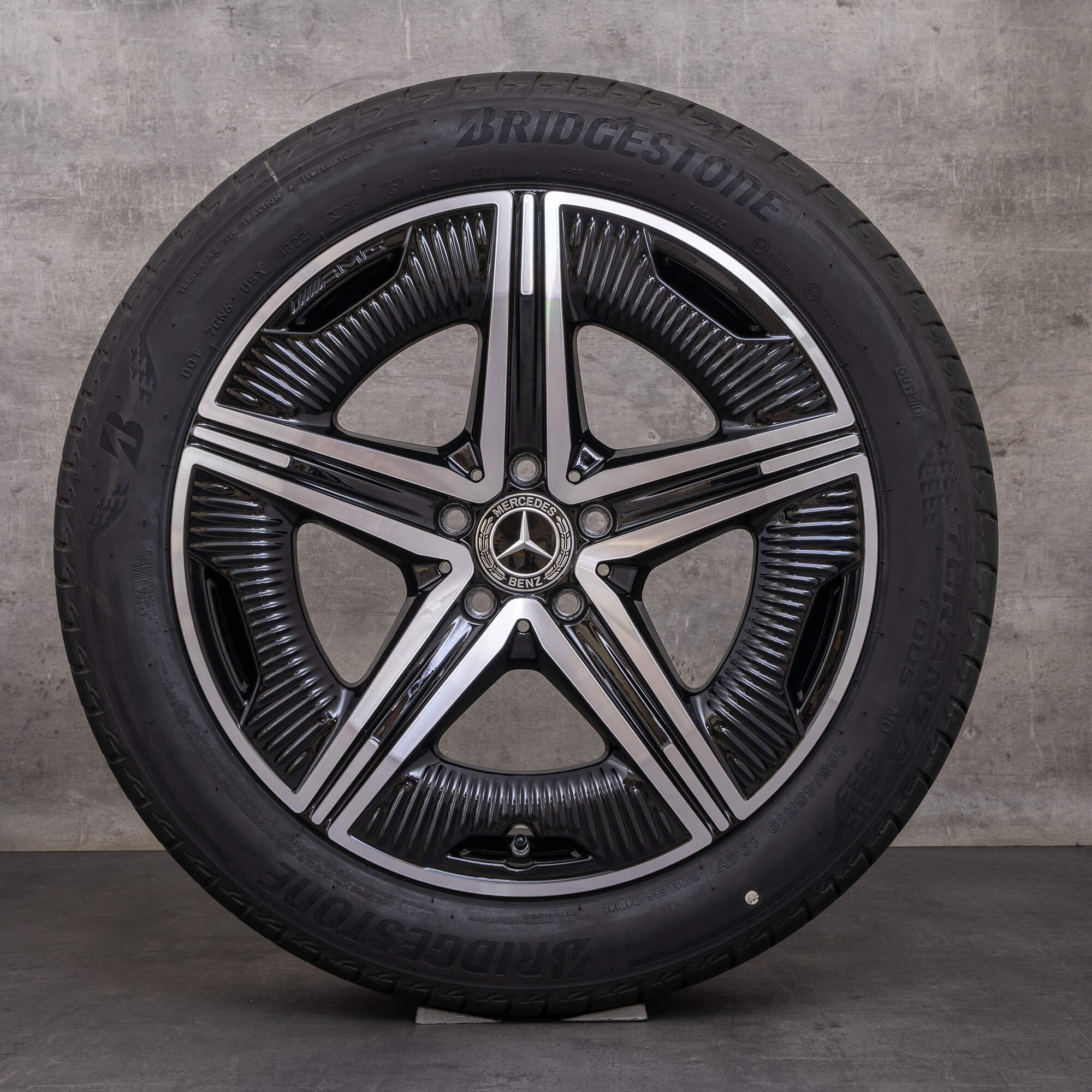 【美品 ベンツ AMG W295 EQE 純正 19インチ サテンブラック4本】 OEM Mercedes Benz EQE AMG rims 19 inch V295 summer wheels and tire