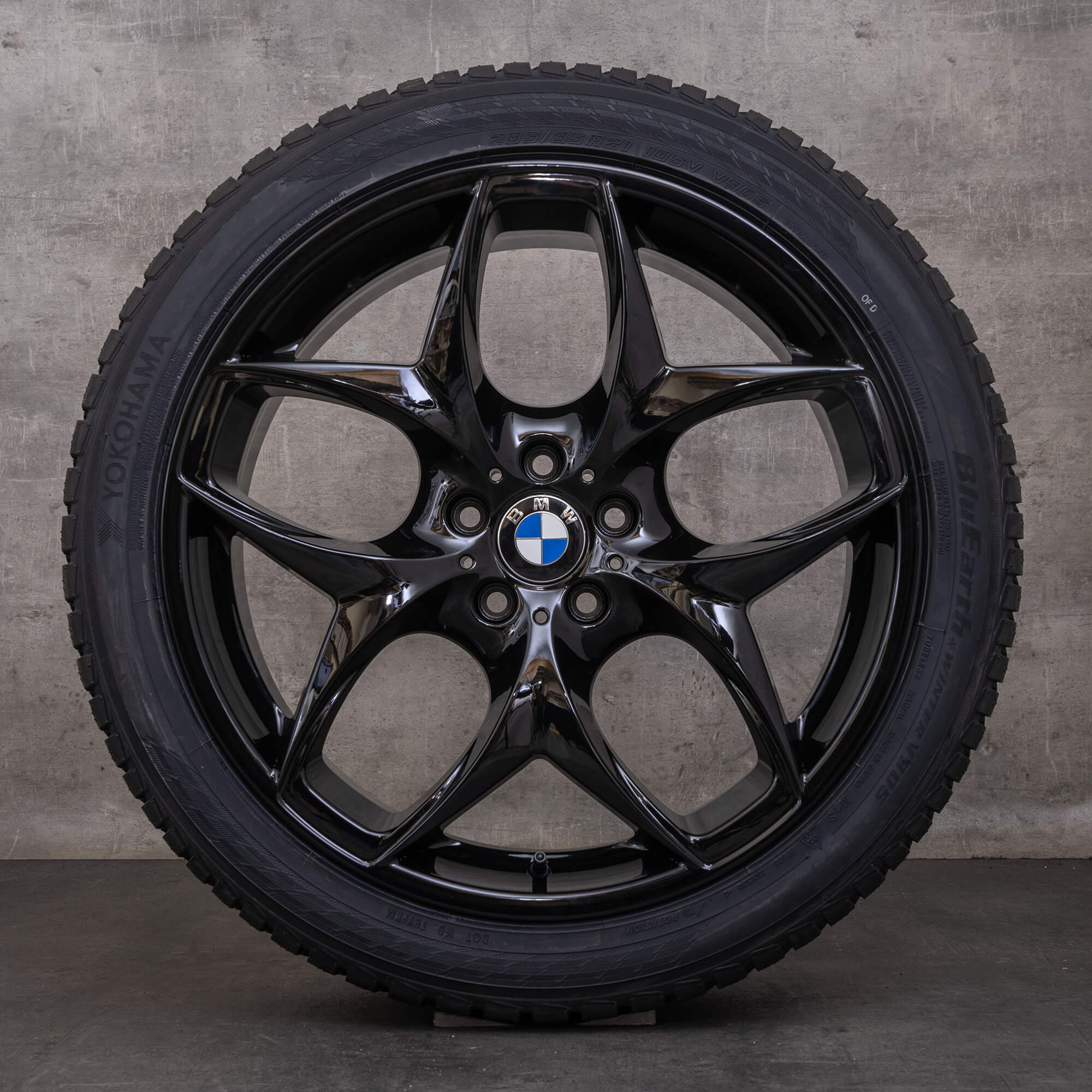 Original BMW X5 X6 vinterhjul 21 tum E71 E72 fälgar / fälg styling 215 6772252 6782835 svart glansig