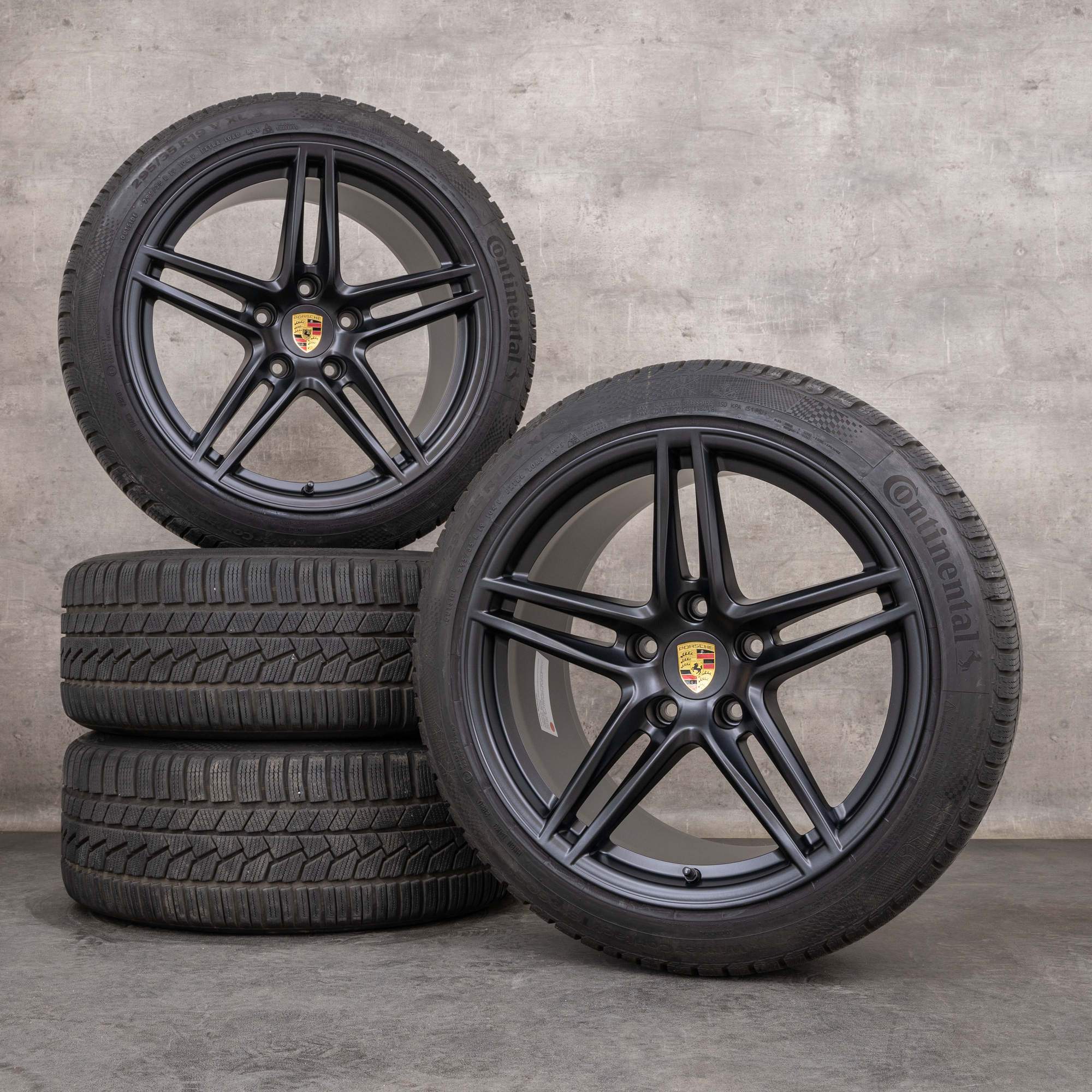 Jantes e pneus inverno originais Porsche 991 II de 19 polegadas Carrera S 4S T jantes 99136251000 99136256001 preto mate