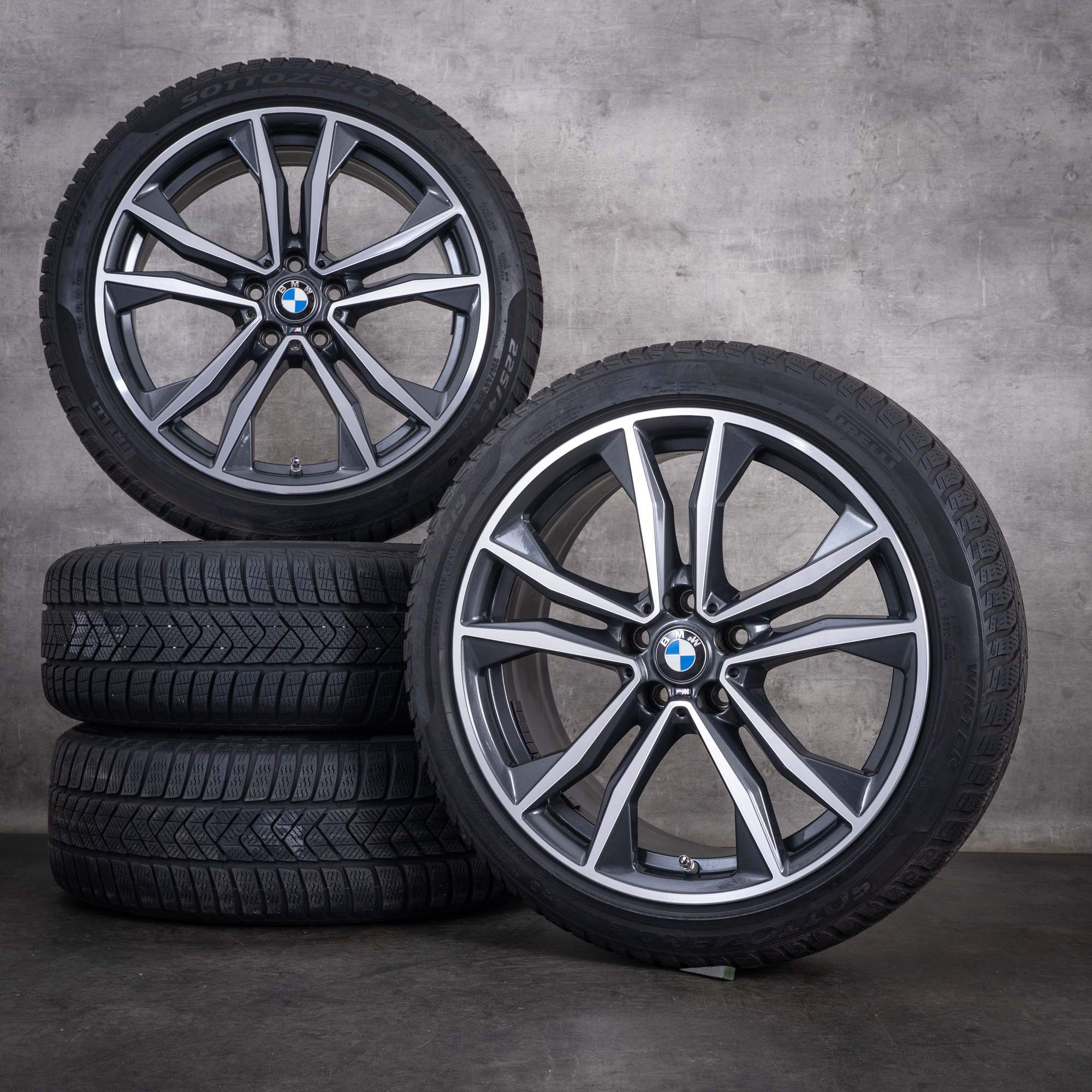 Original BMW X1 X2 Winterräder 19 Zoll F48 F39 Felgen  Styling 715 M 8008616 orbit grey front glanzgedreht