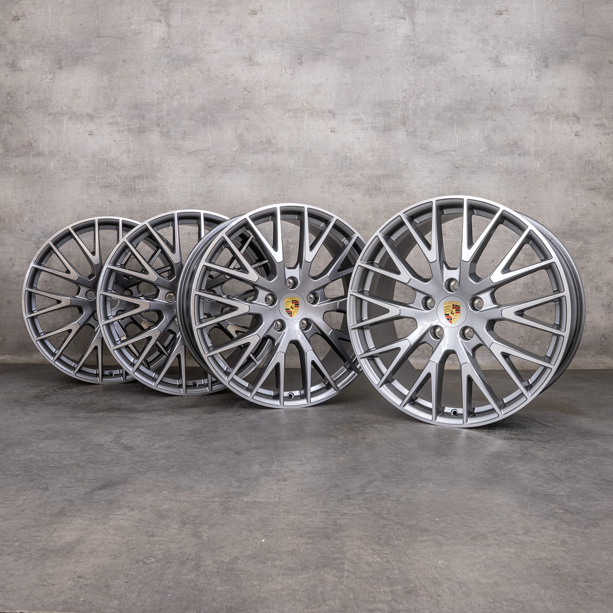Porsche Panamera 976 jantes originais de 21 polegadas 976601025AA 976698025E prata platina polida NOVO