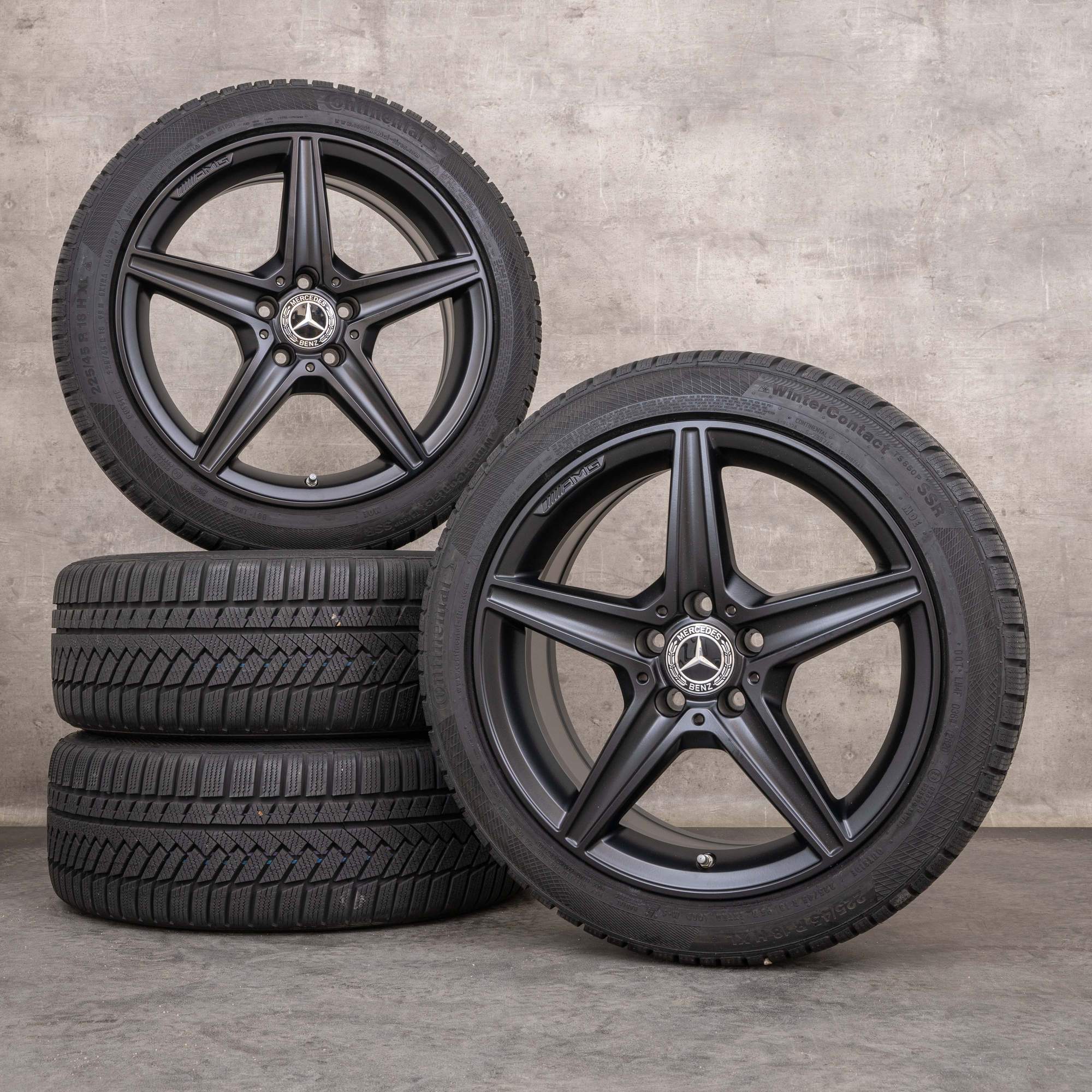 Oryginalne koła zimowe Mercedes Benz Klasa C AMG 18 cali W205 S205 C205 A205 Felgi A2054011100 czarny mat