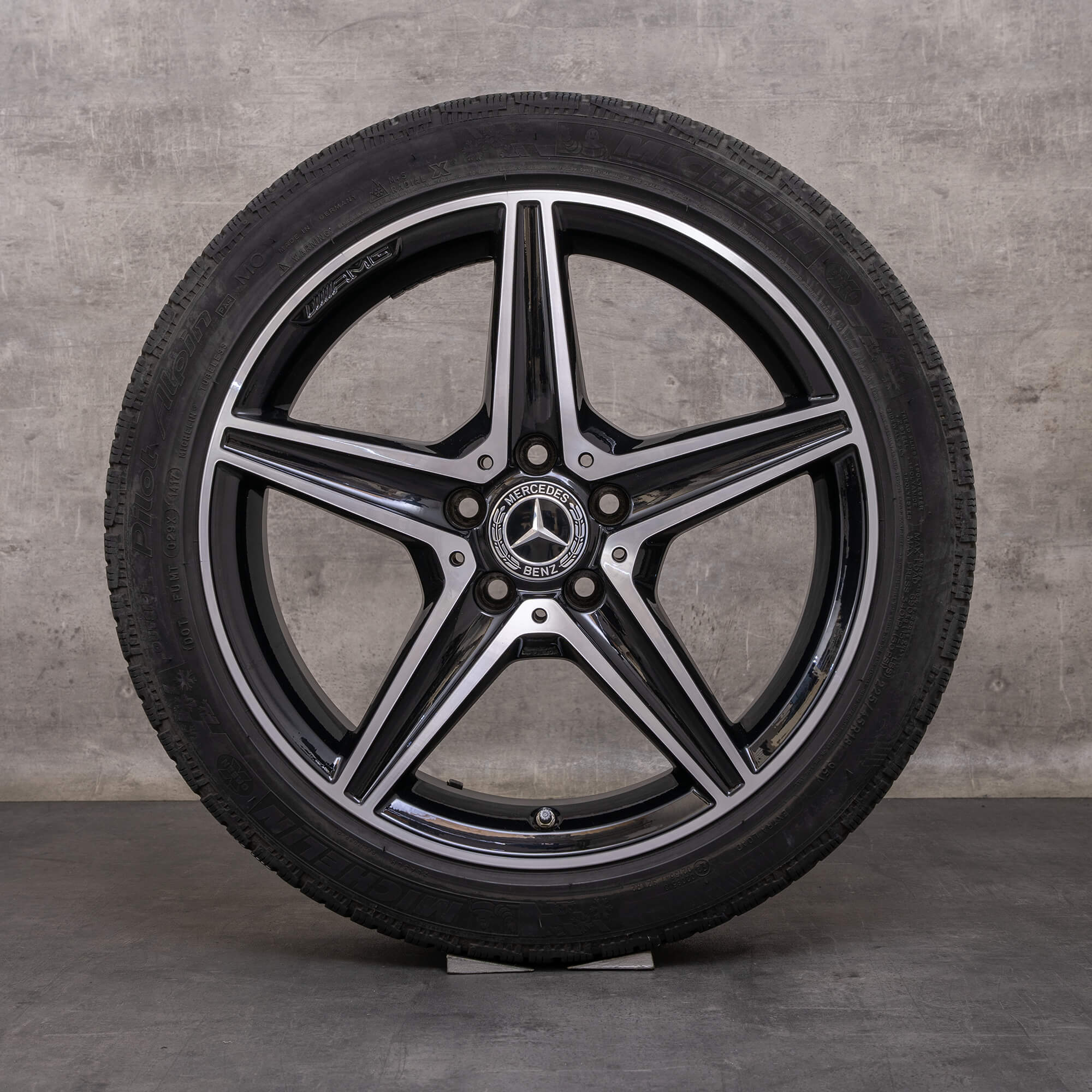 Original Mercedes Benz C-Klasse AMG C43 C450 Sport Winterräder 18 Zoll W205 S205 C205 A205 Felgen A2054014800 A2054011100 schwarz glanzgedreht
