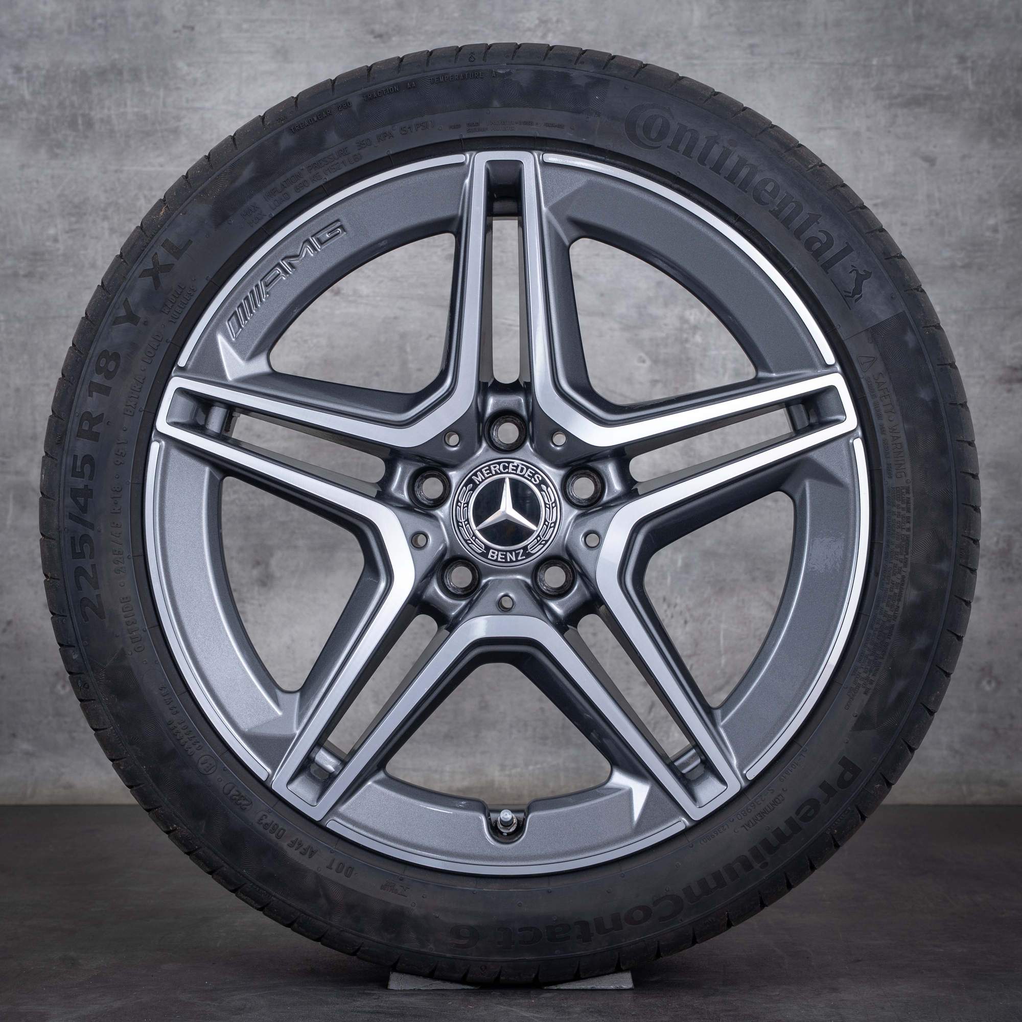 Alkuperäiset Mercedes Benz C-sarjan AMG-vanteet 18 tuuman W205 S205 C205 A205 kesäpyörät A2054019500 A2054019600 himalajanharmaa kiillotettu