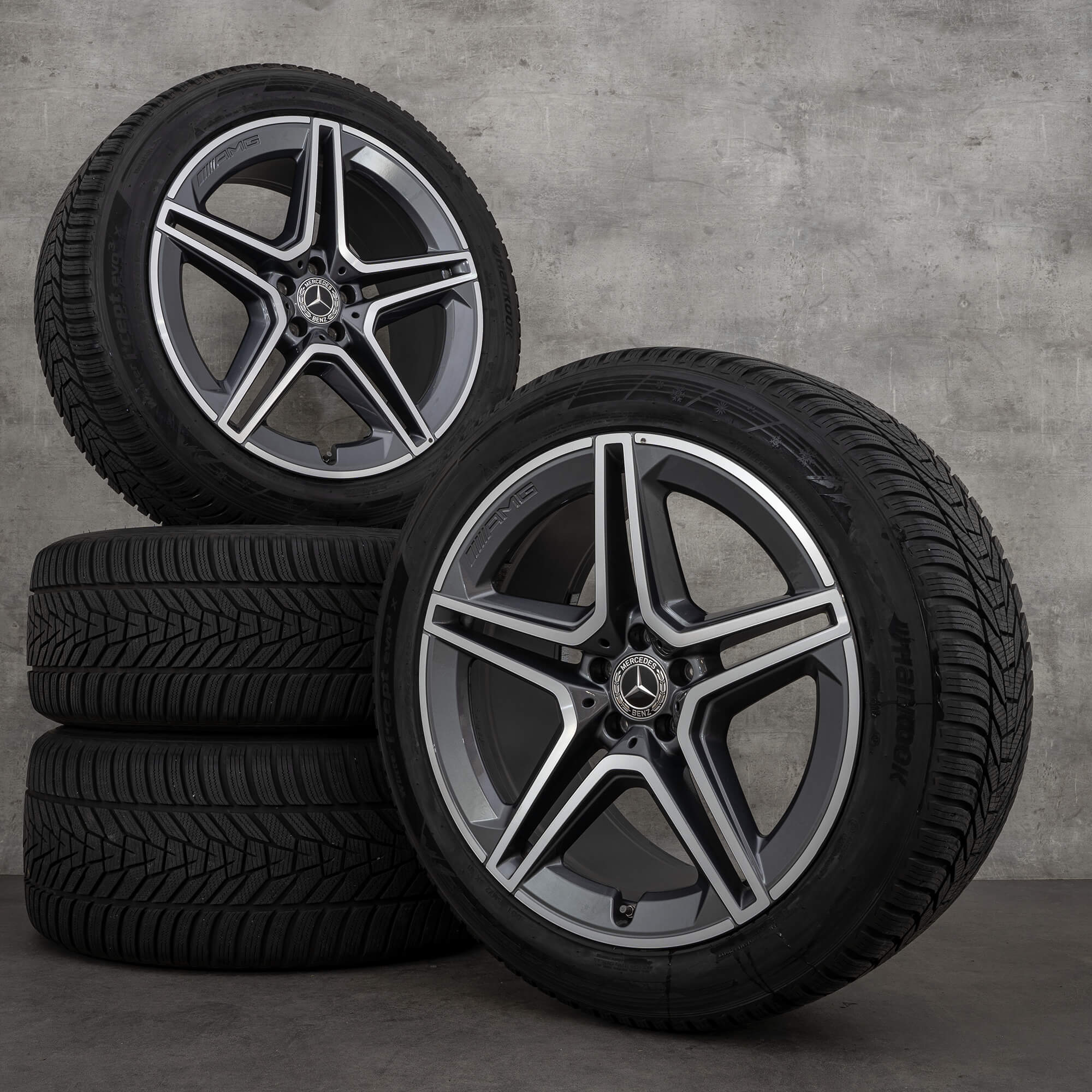Original Mercedes Benz GLS AMG zimní pneu s disky 21" X167 ráfky A1674017300 A1674017400 himalaya šedá lesklá