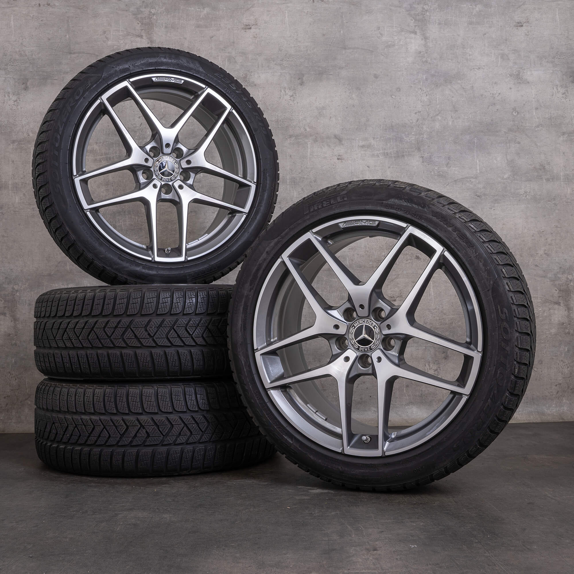 Original Mercedes Benz GLA & 45 AMG Winterräder 19 Zoll X156 Felgen A1564010700 himalaya grey glanzgedreht