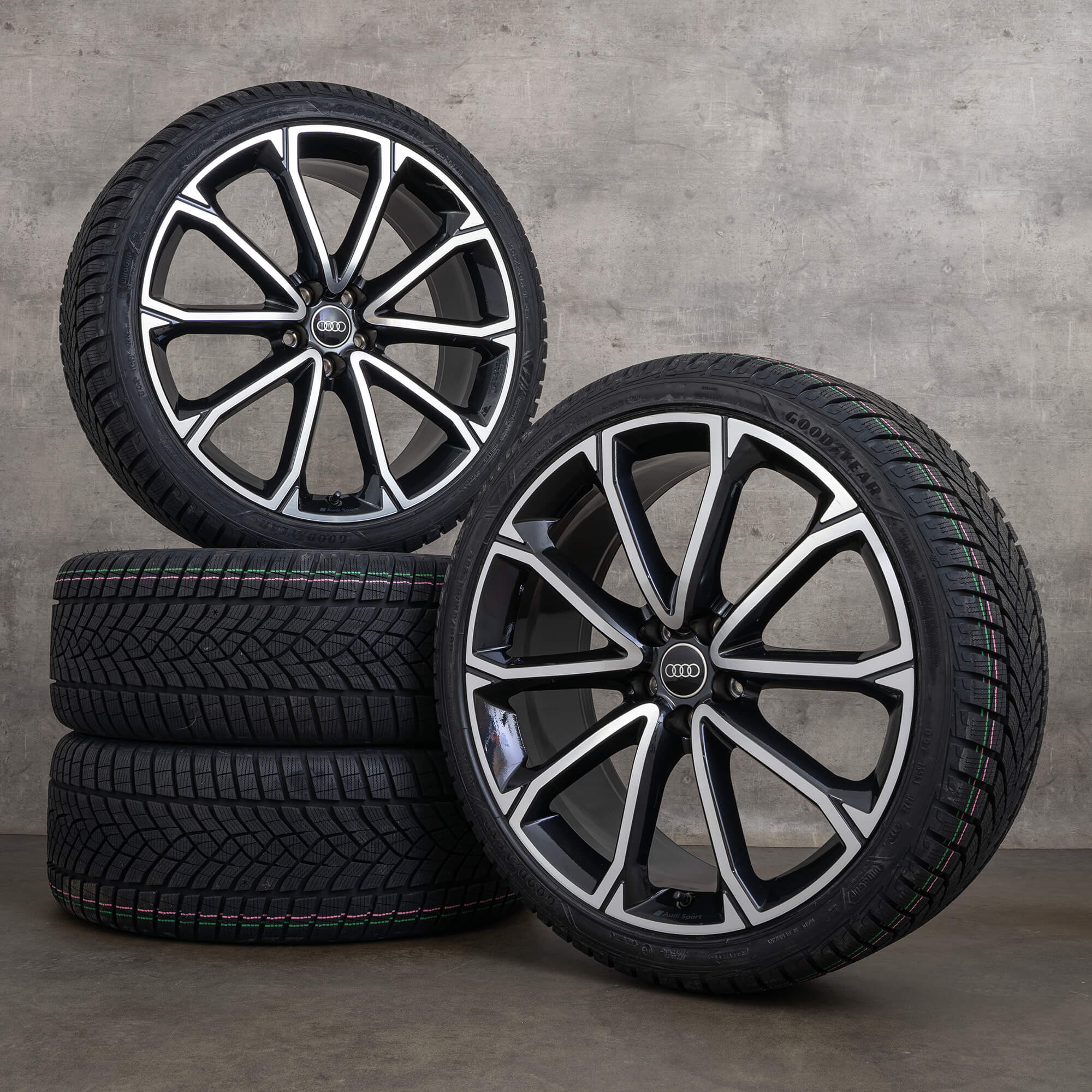 Rodas de inverno originais Audi RS Q3 21 polegadas F3 jantes Polygon 83A601025AG preto alto brilho NOVO