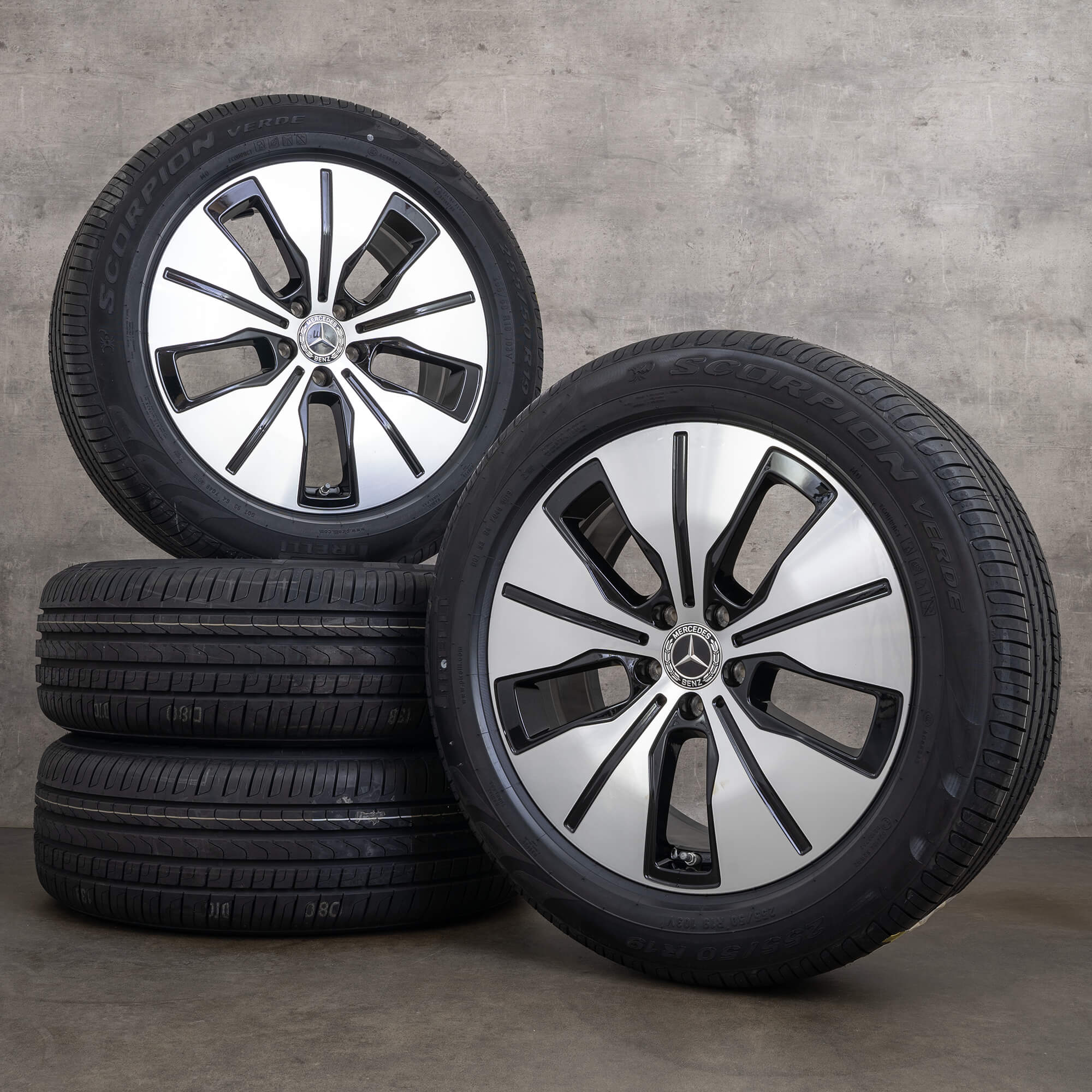 Oryginalne felgi Mercedes Benz EQC 19 cali N293 koła letnie A2934011200 A2934010100 czarne polerowane toczone