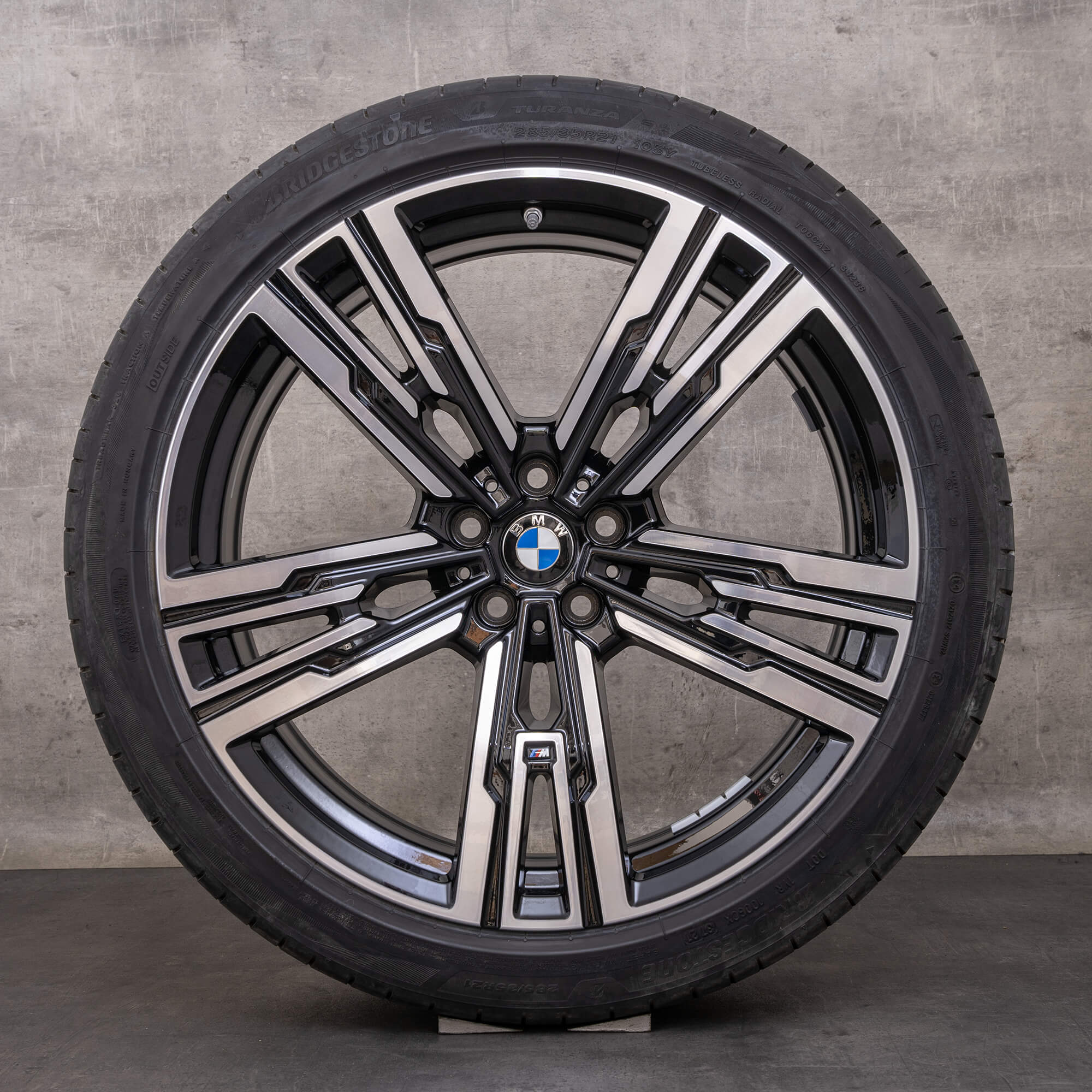 Oryginalne felgi BMW serii 7 i7 X3 21 cali G70 G45 letnie koła stylizowane 908 M 5A19DF0 5A19DF1 czarne polerowane toczone