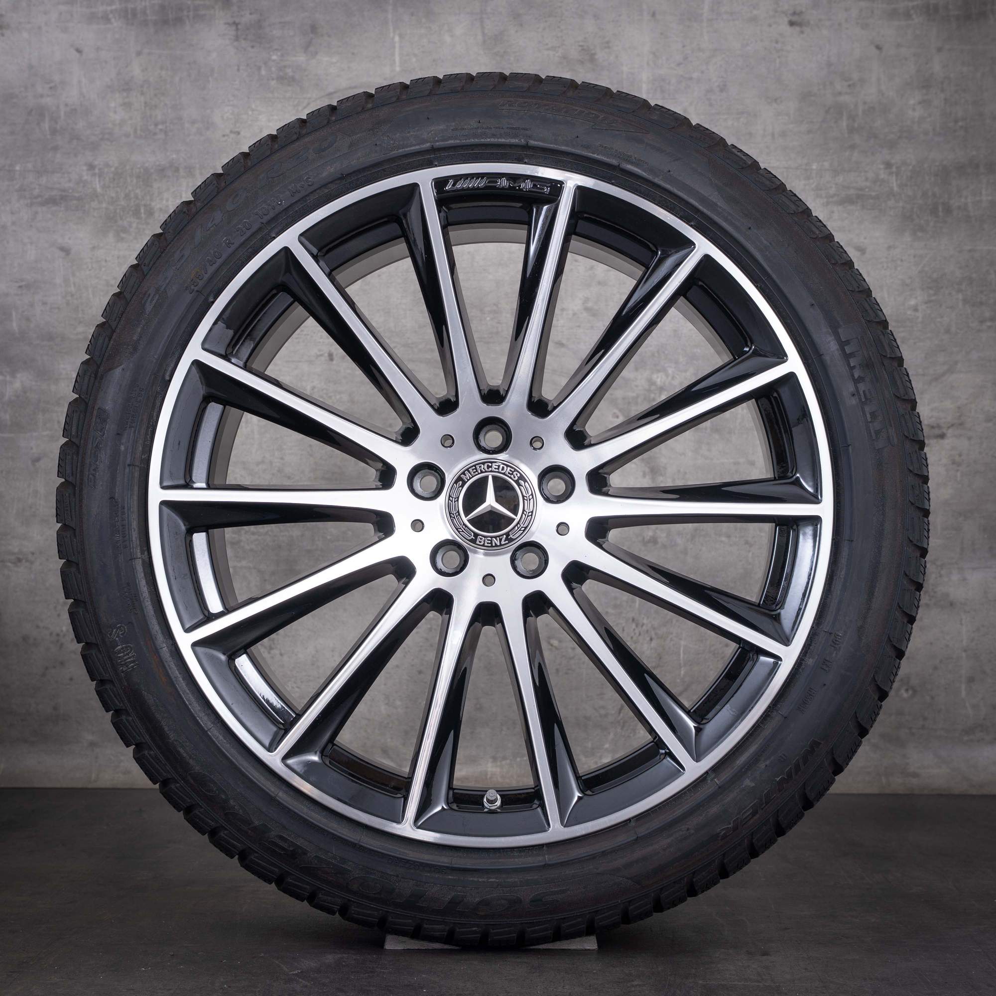 Jante originale Mercedes-Benz Clasa S AMG pentru anvelope de iarnă 20 inch W223 cod A2234011500 negre diamantate la față