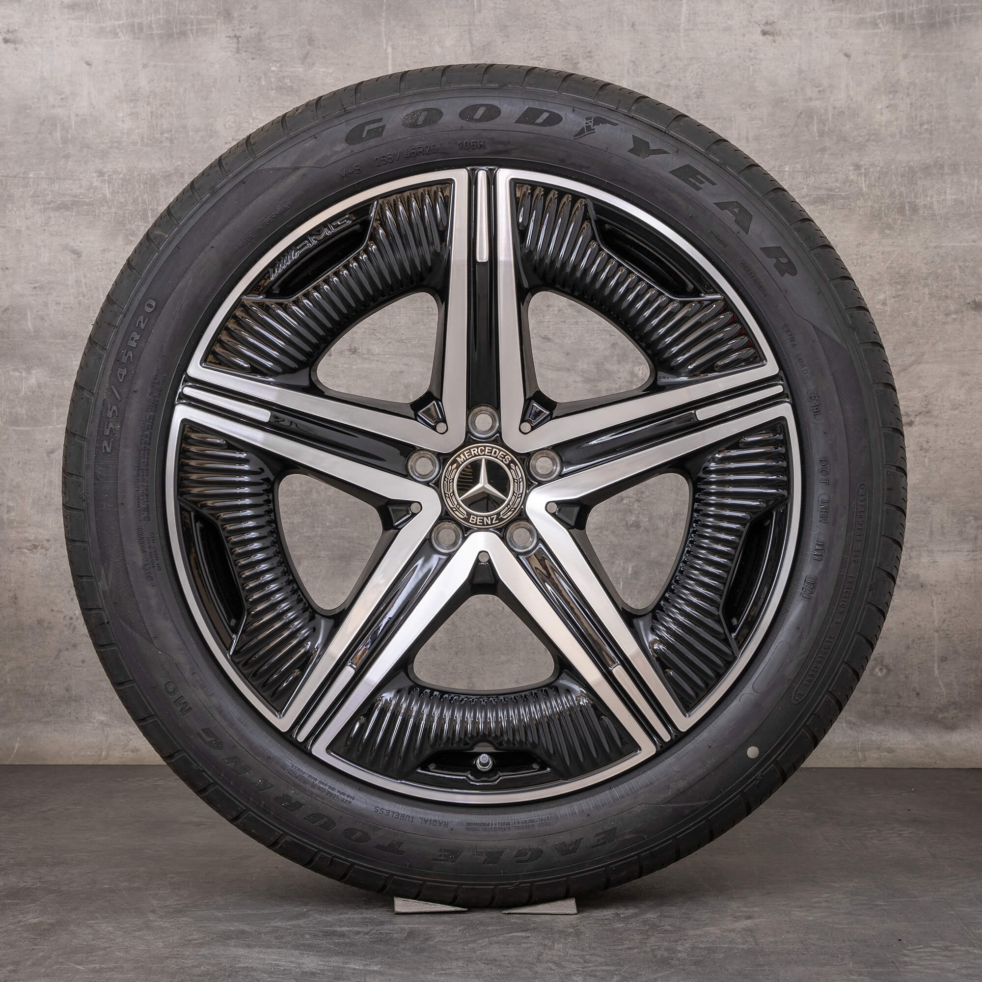 Oryginalne felgi Mercedes Benz EQS 20 cali V297 koła letnie A2974012300 czarne polerowane toczone
