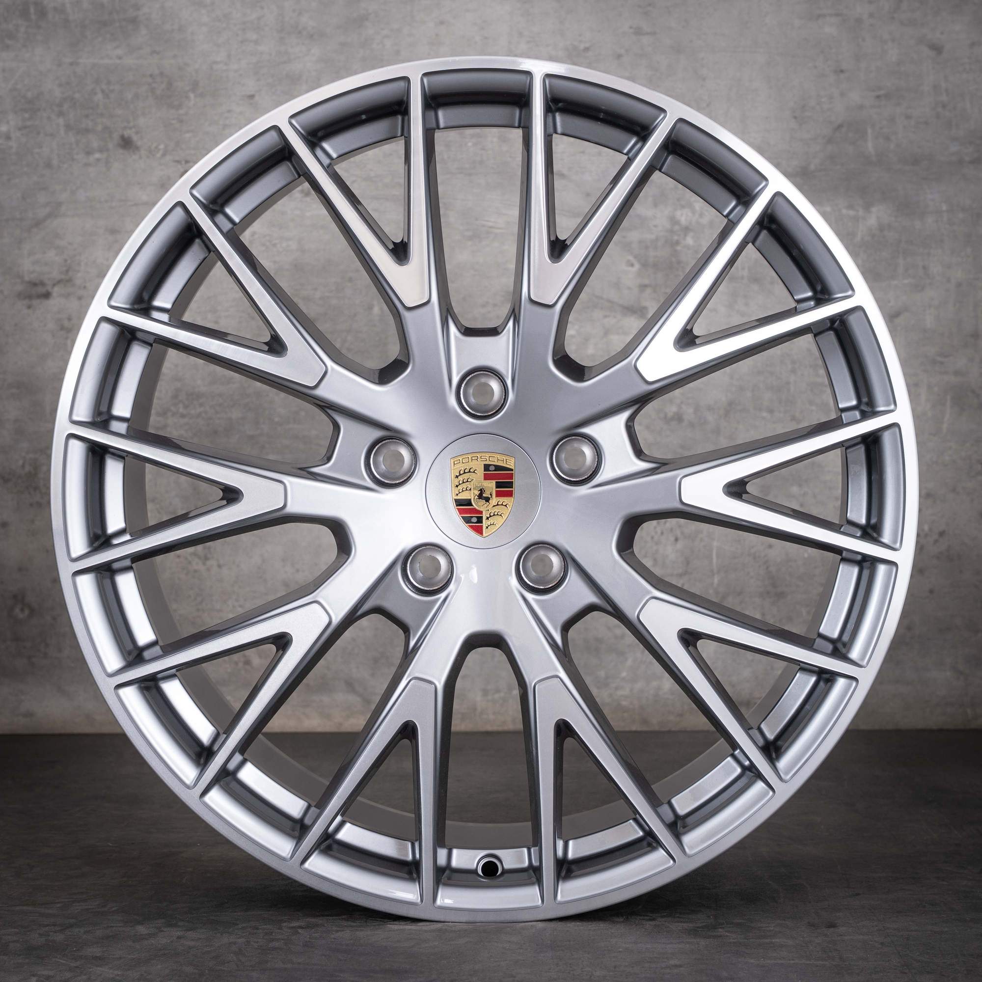 Jante originale Porsche Panamera 976 Turbo S GTS 4 4S hibrid pentru anvelope de vară, 21 inch, 976044660H, argintiu platină, diamantate, NOI