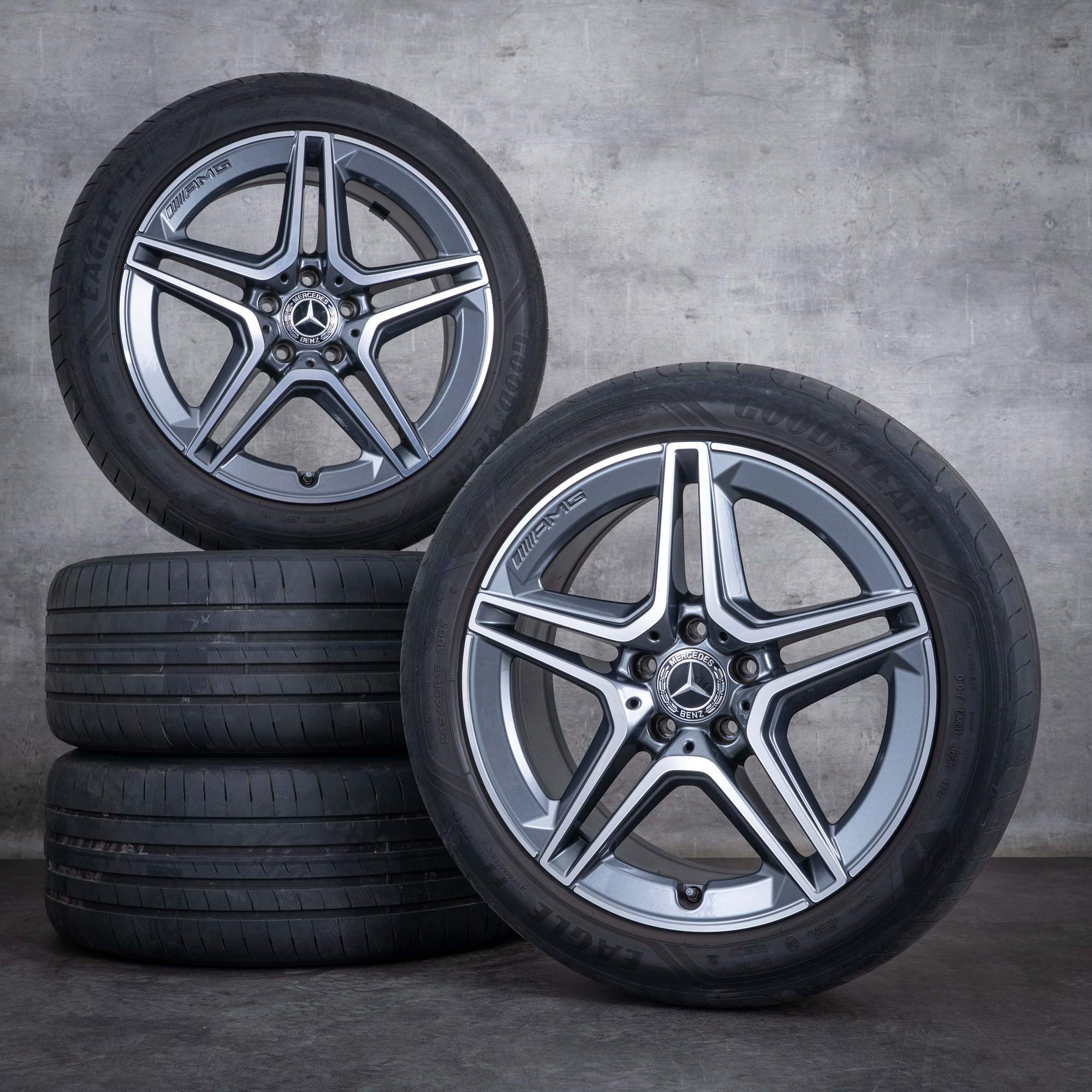 Original Mercedes Benz E-Klasse AMG Winterräder 18 Zoll W213 S213 C238 A238 Felgen A2134016300 himalaya grey glanzgedreht