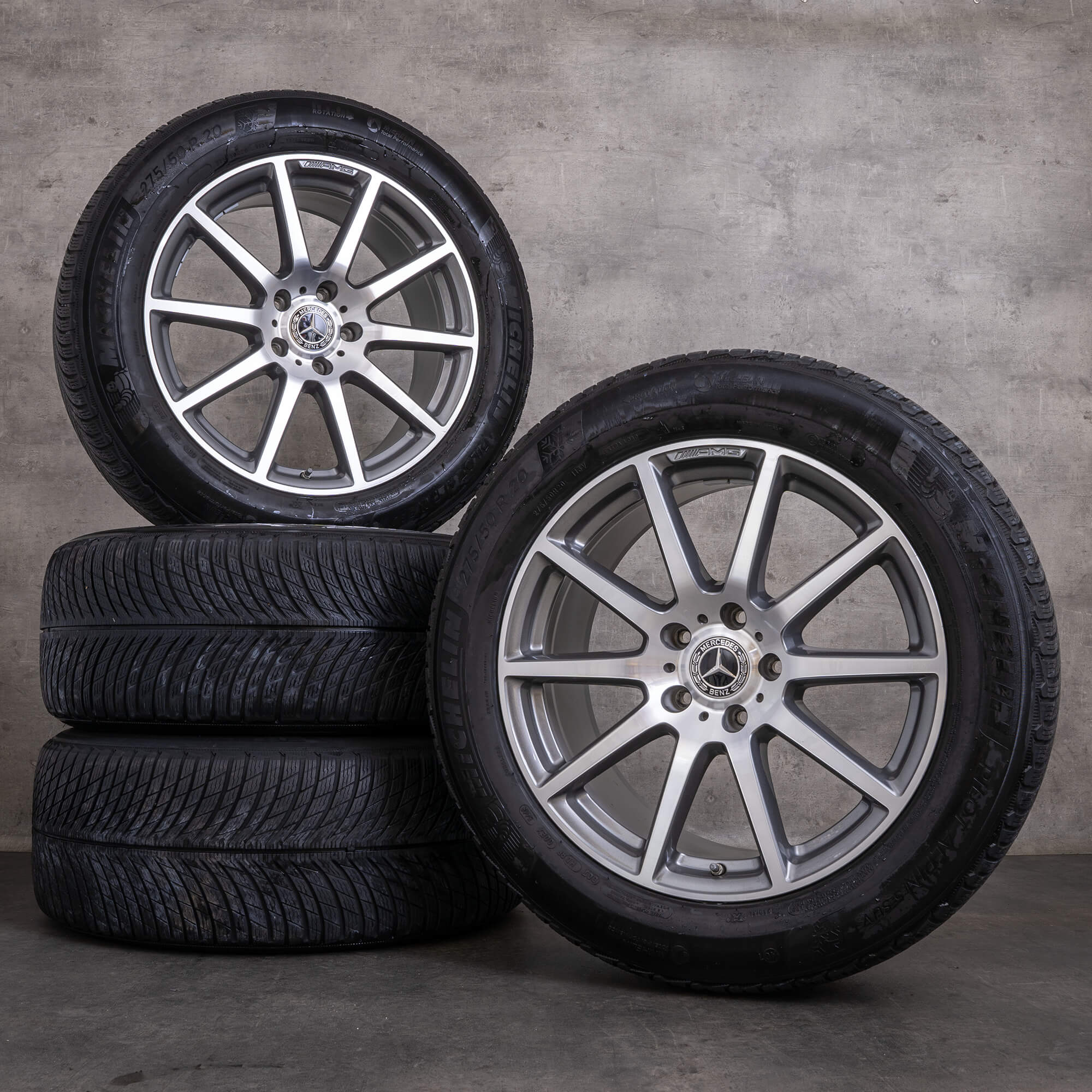 OEM Mercedes Benz G-Class G63 AMG snow tire packages 20 inch W463A Rims A4634011800 himalaya grey glossy turned