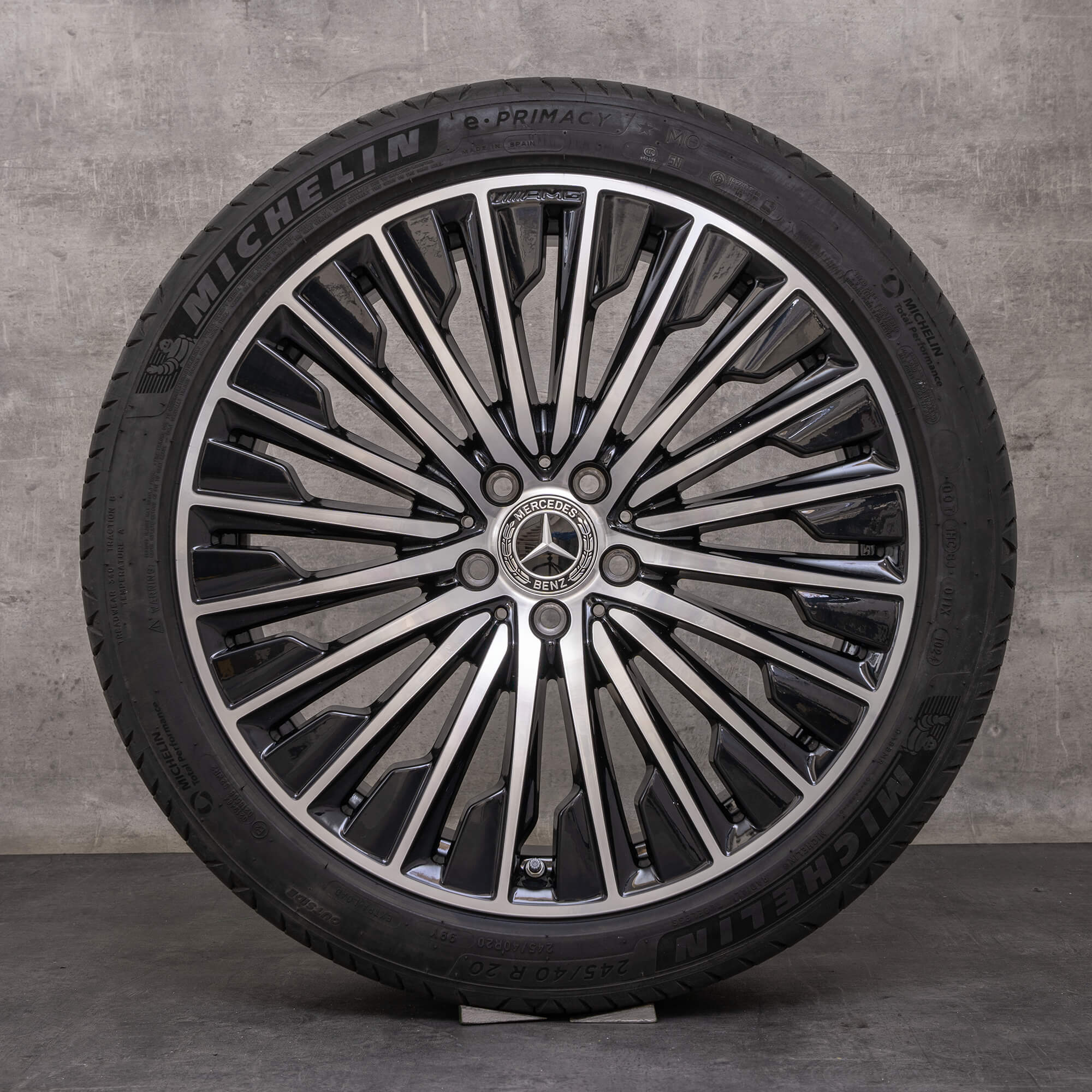Originale Mercedes Benz E-Klasse AMG sommerhjul 20 tommer W214 S214 fælge A2144010500 A2144010600 sort blank drejet