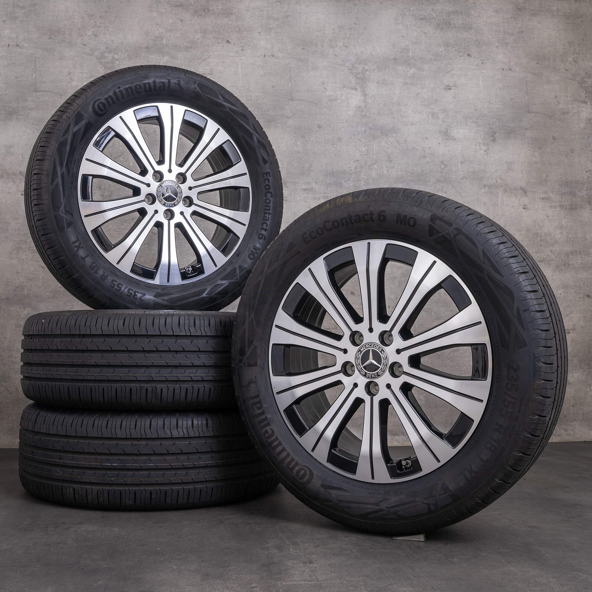 Llantas originales Mercedes Benz EQA EQB 18 pulgadas H243 X243 ruedas de verano A2434010000 negro brillante torneado