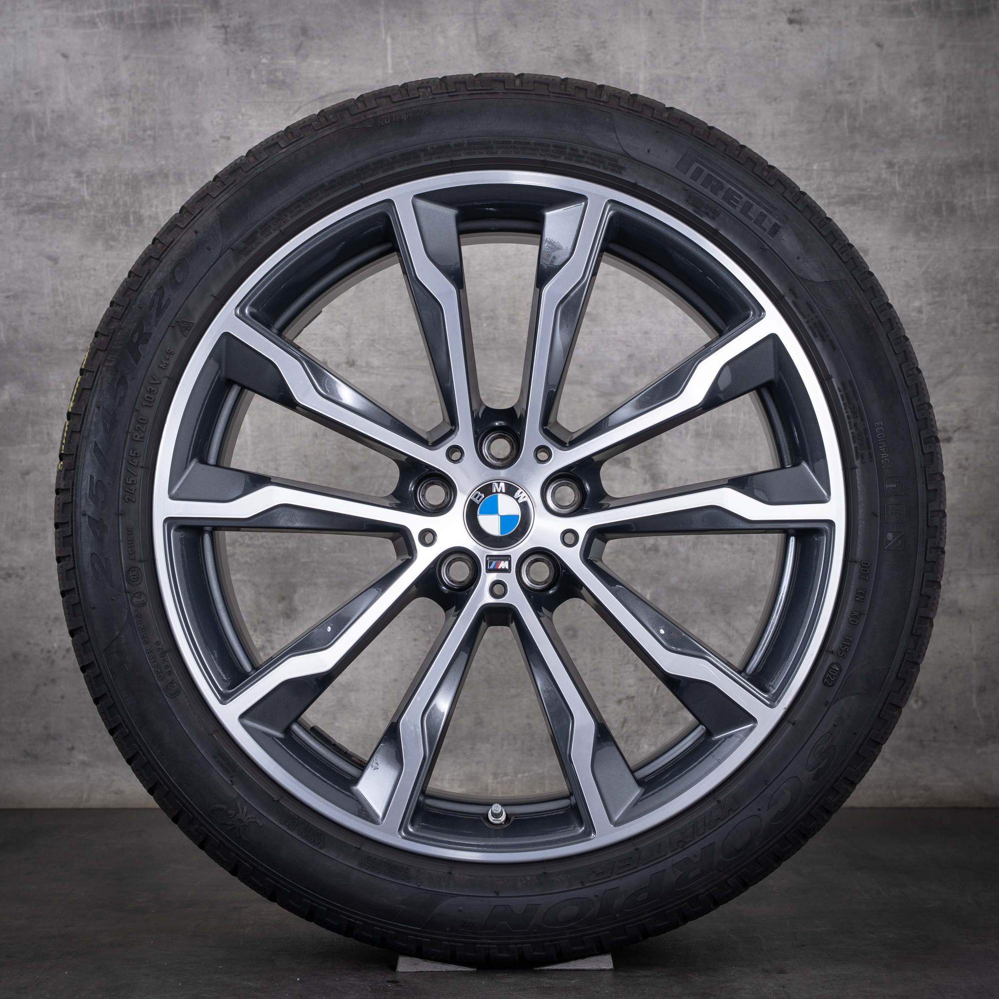 Orijinal BMW X3 X4 kış lastikleri 20 inç G01 G02 jantlar Styling 699 M 8010265 8010269 himalaya grey elmas kesim