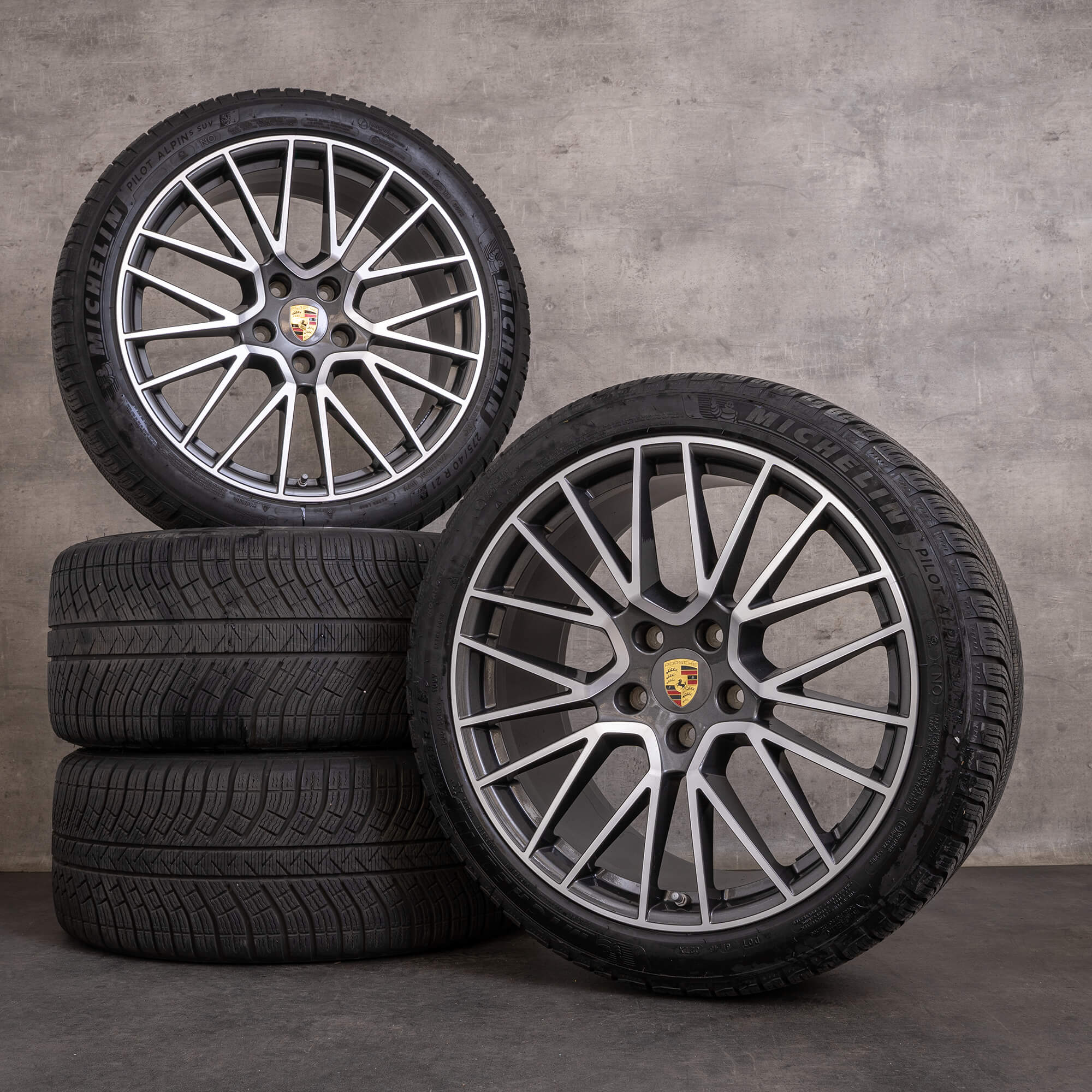 Original Porsche Cayenne Felgen 21 Zoll 9YA E3 II Sommerräder 9Y0601025BF 9Y0601025BG titan glanzgedreht