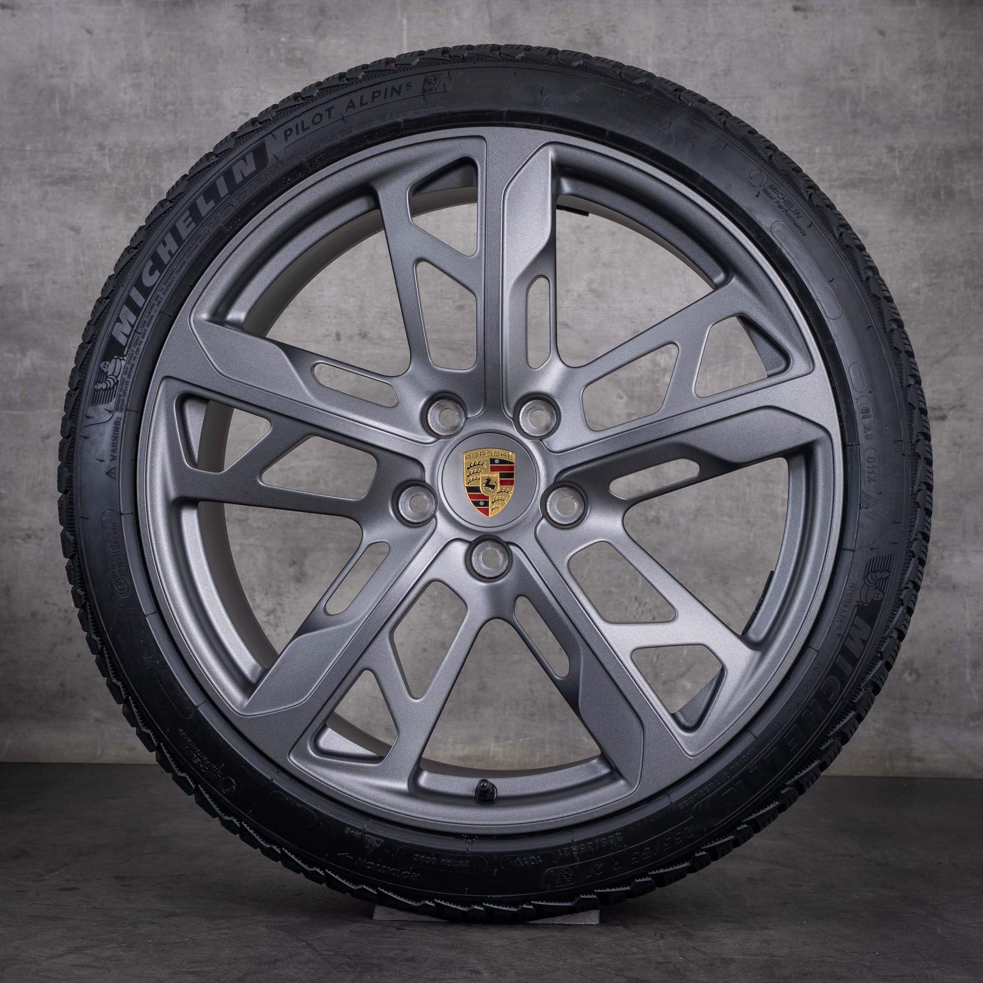OEM Porsche Taycan 9J1 I & II winter wheels 21inch 9J1 rims 9J1601025AL 9J1601025AM Vesuv Gray Matte - wheel 1 of 4
