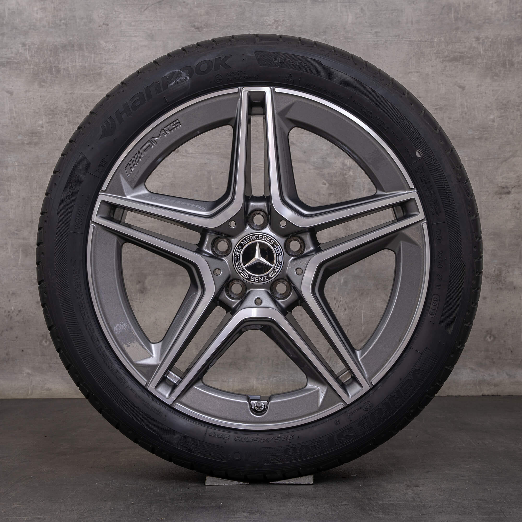 Orijinal Mercedes Benz A B Sınıfı CLA AMG jantlar 18 inç W177 V177 W247 X118 C118 yaz jant lastik A1774011500 himalaya gri parlak tornalanmış