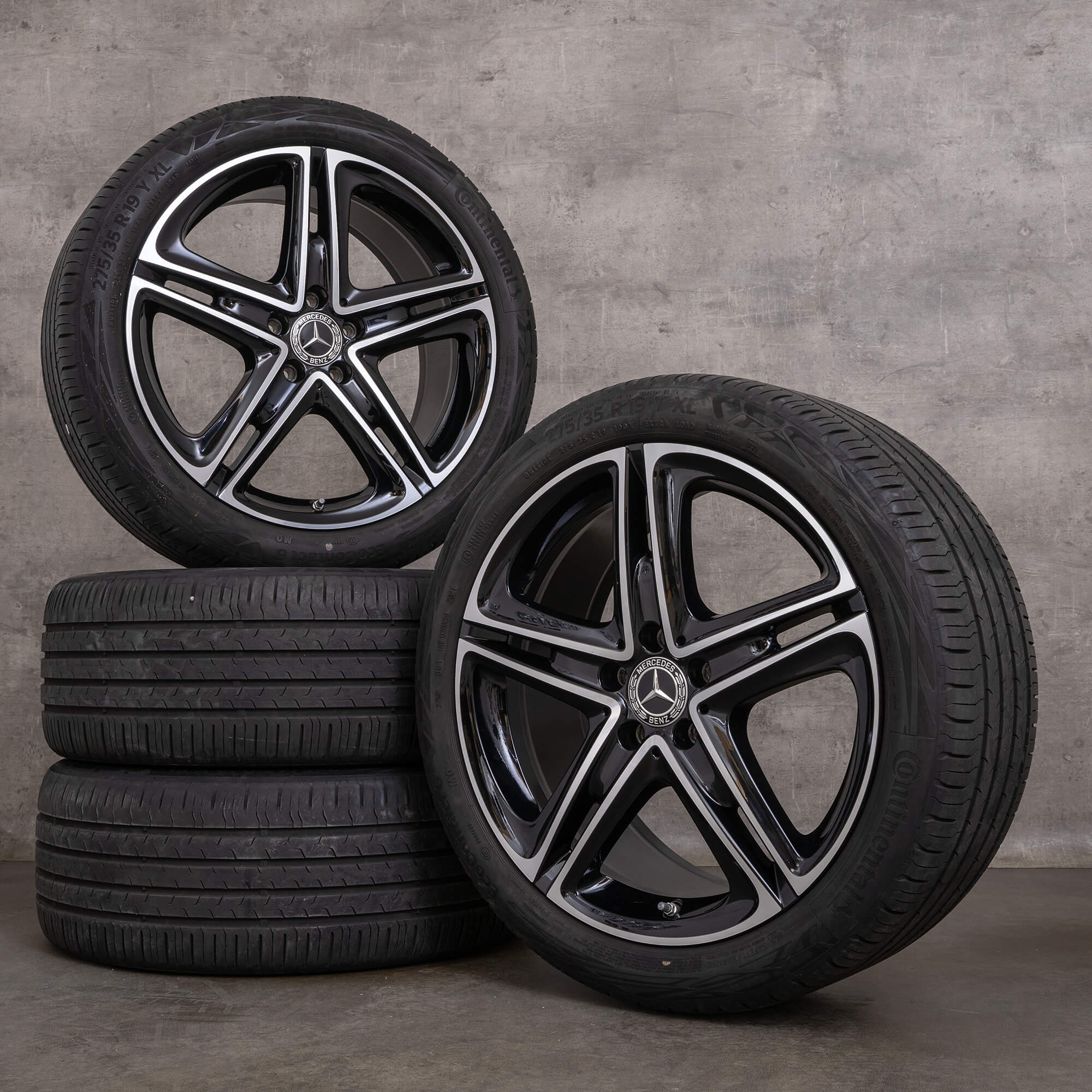 Original Mercedes Benz E-klasse felger 19-tommers W213 S213 C238 A238 sommerhjul A2384010300 A2384010400 svart blank dreid