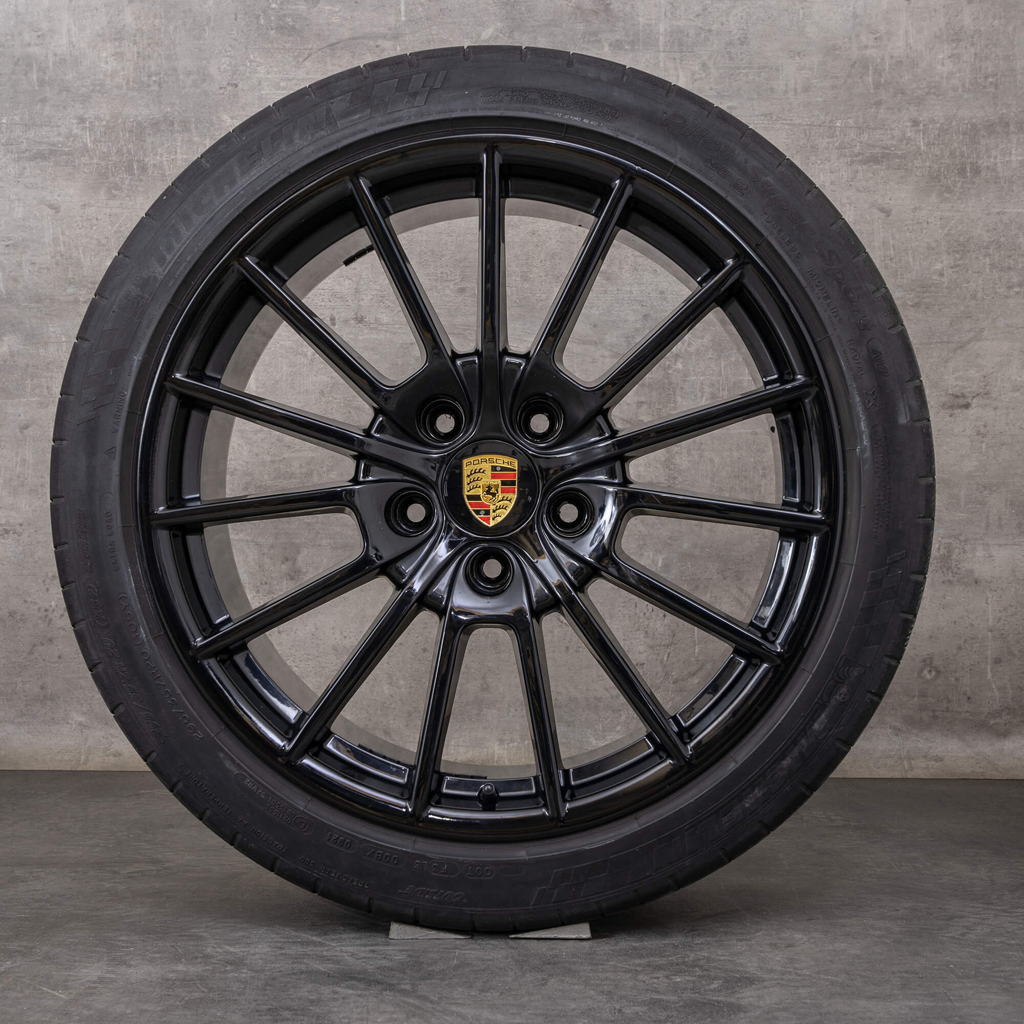 Oryginał Porsche Panamera 970 felgi 20 cali letnie koła 97036298000 97036298001 czarny błyszczący