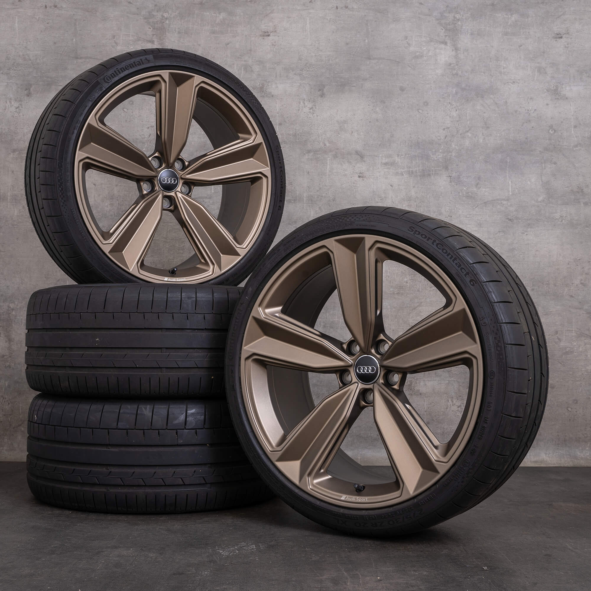 Originale Audi RS4 RS5 vinterdæk med fælge 20 tommer B9 8W F5 8W0601025CS Peak bronze gold