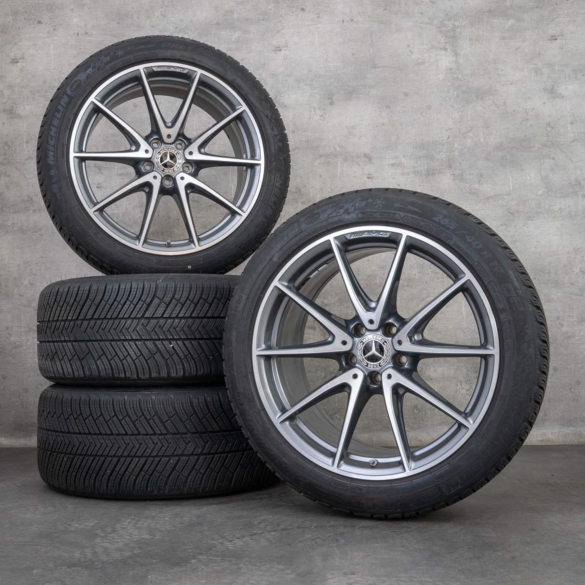 Alkuperäiset Mercedes Benz E-sarjan E63 & S AMG talvirenkaat 19 tuuman W213 S213 vanteet A2134012600 A2134014600 himalaya harmaa kiillotettu käännetty